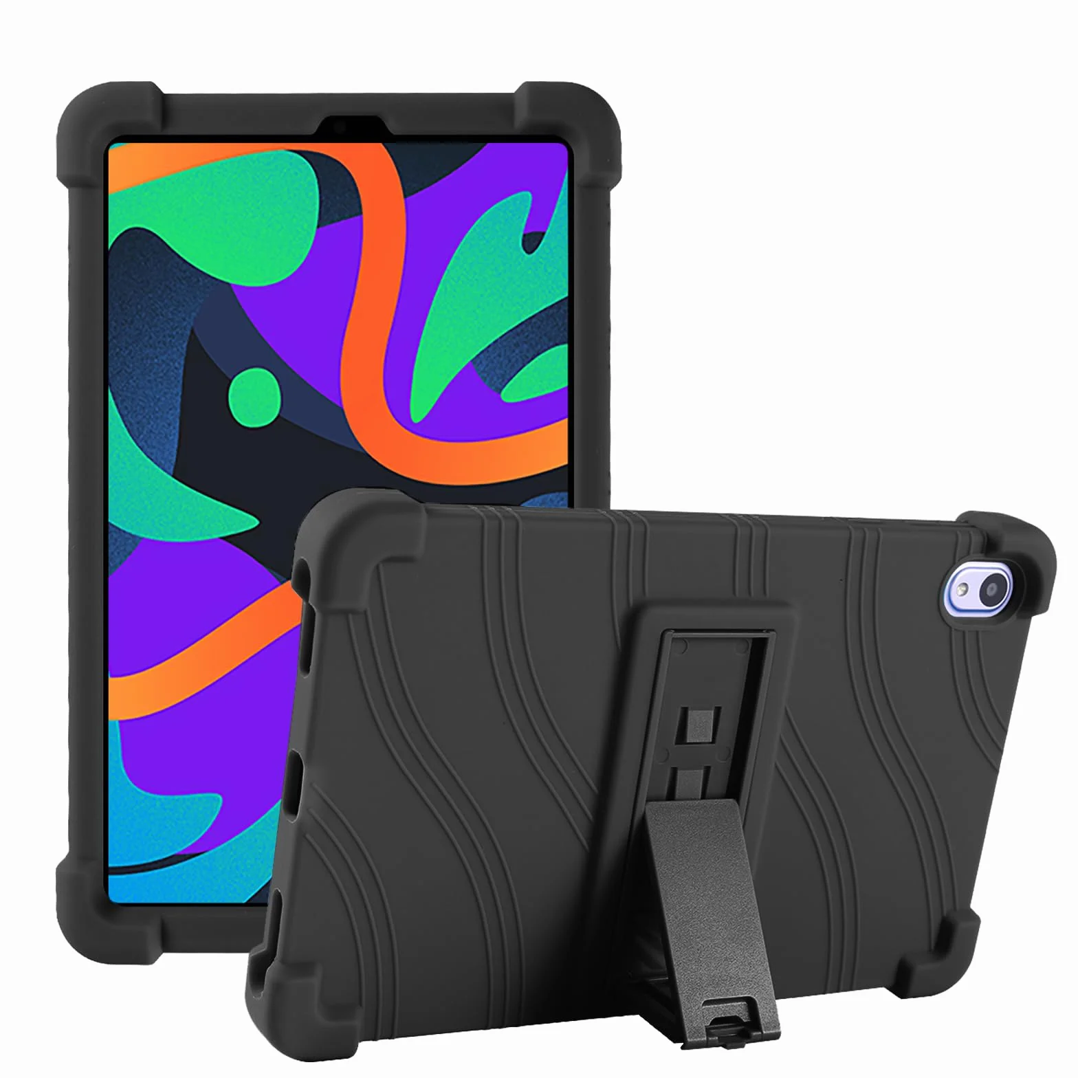 ONN - Funda para tablet infantil Gen 4 de 8 pulgadas, funda de silicona suave a prueba de golpes con soporte para tablet ONN Surf de 8 pulgadas de 4ª generación para niños (modelo: 100135923) (negro)