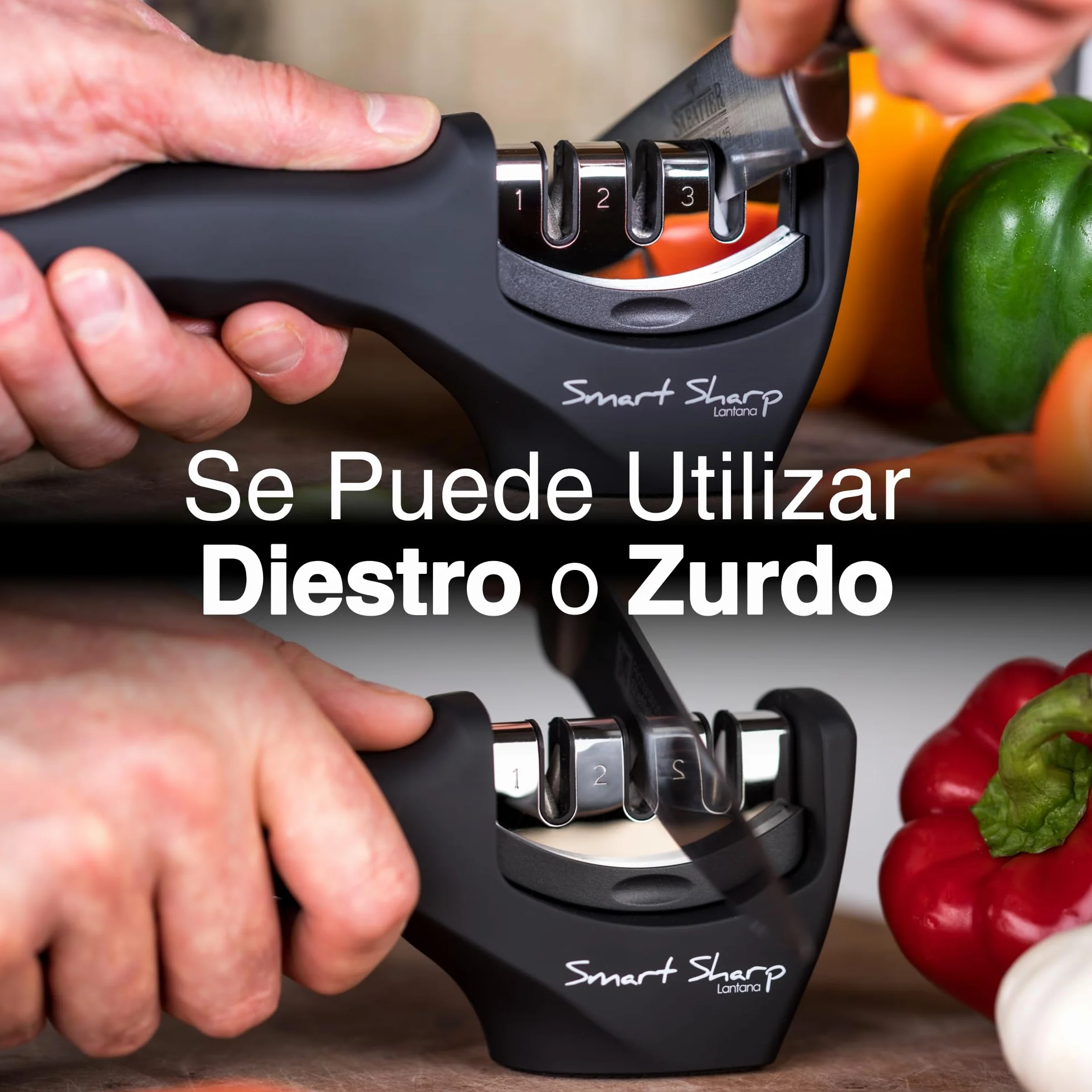 Afilador de cuchillo inteligente Lantana, 3 etapas, manual profesional