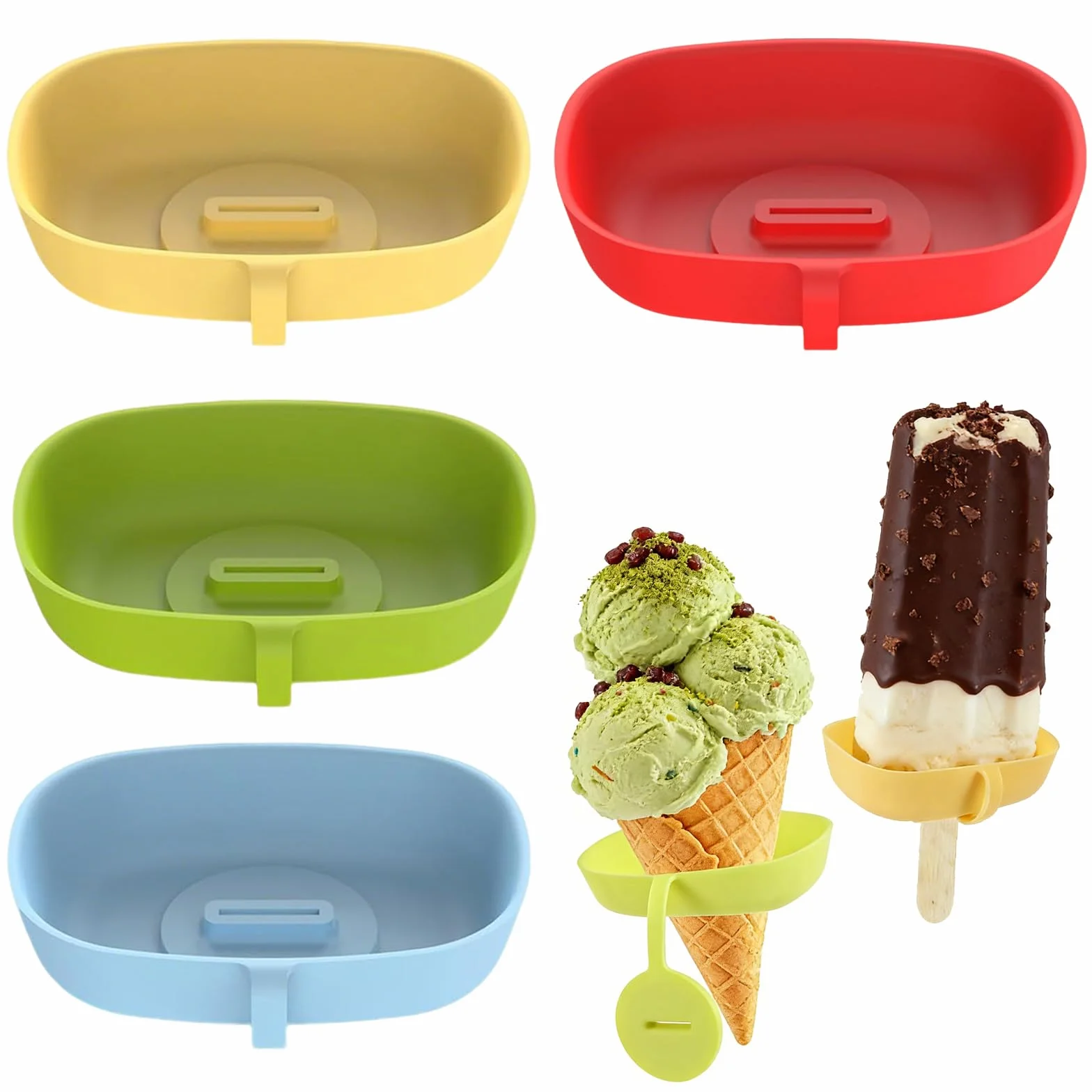 Soportes para Helados Antigoteo 4 Piezas Moldes Helados Silicona Molde Helado Molde Helado Soporte de Silicona para Paletas, para Casa, Adultos, Niños, Fiesta de Verano, Moldes helados