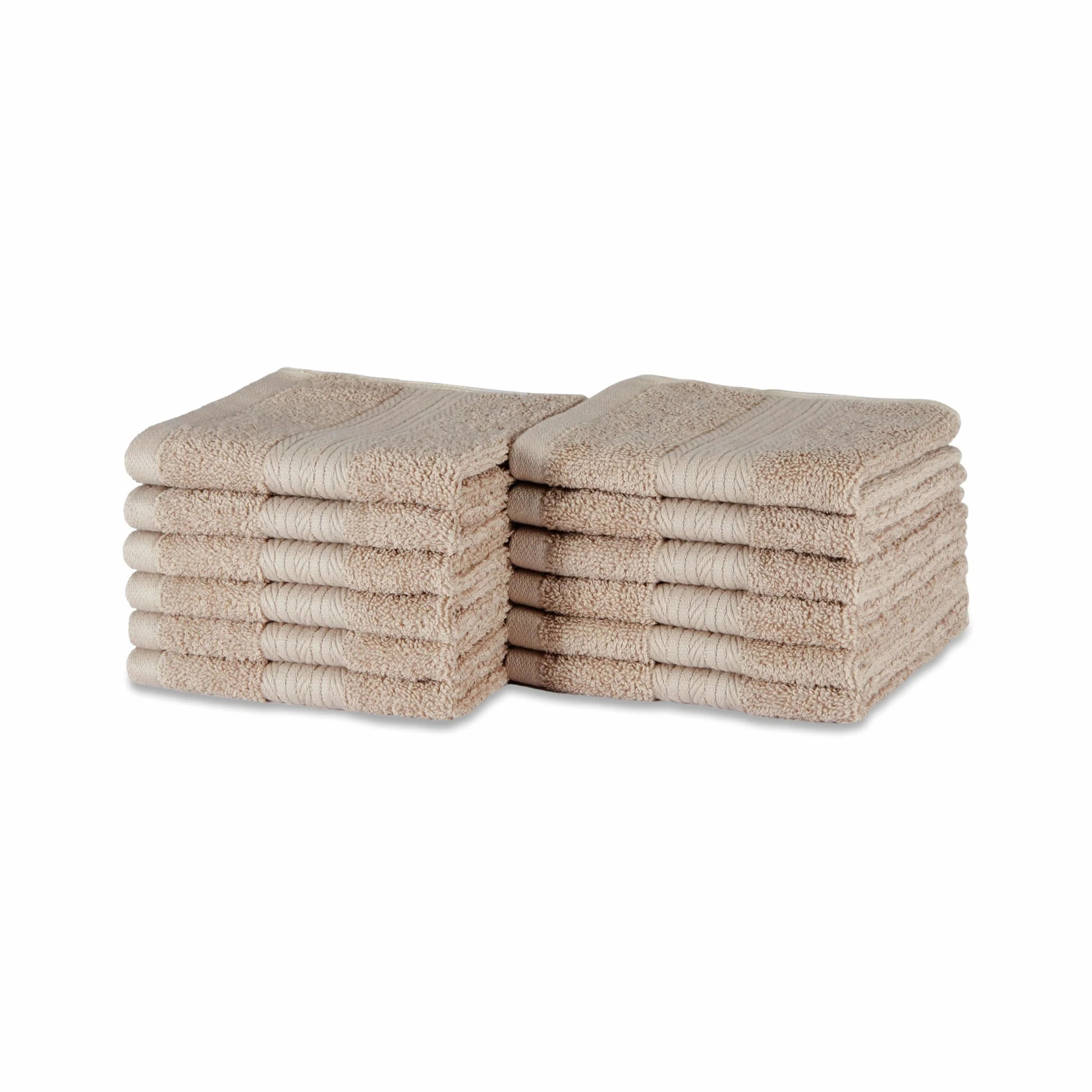 Amazon Basics Juego Toallas Baño 100% Algodón Orgánico 30x30 cm, Gris Pardo, Pack 12