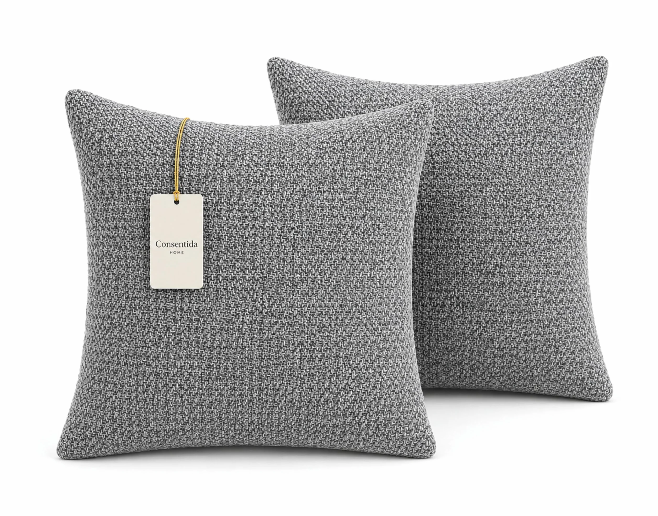 Cojines para Sofa con Relleno de Fibra de Alta Densidad Gris Jaspeada 45 x 45 cm