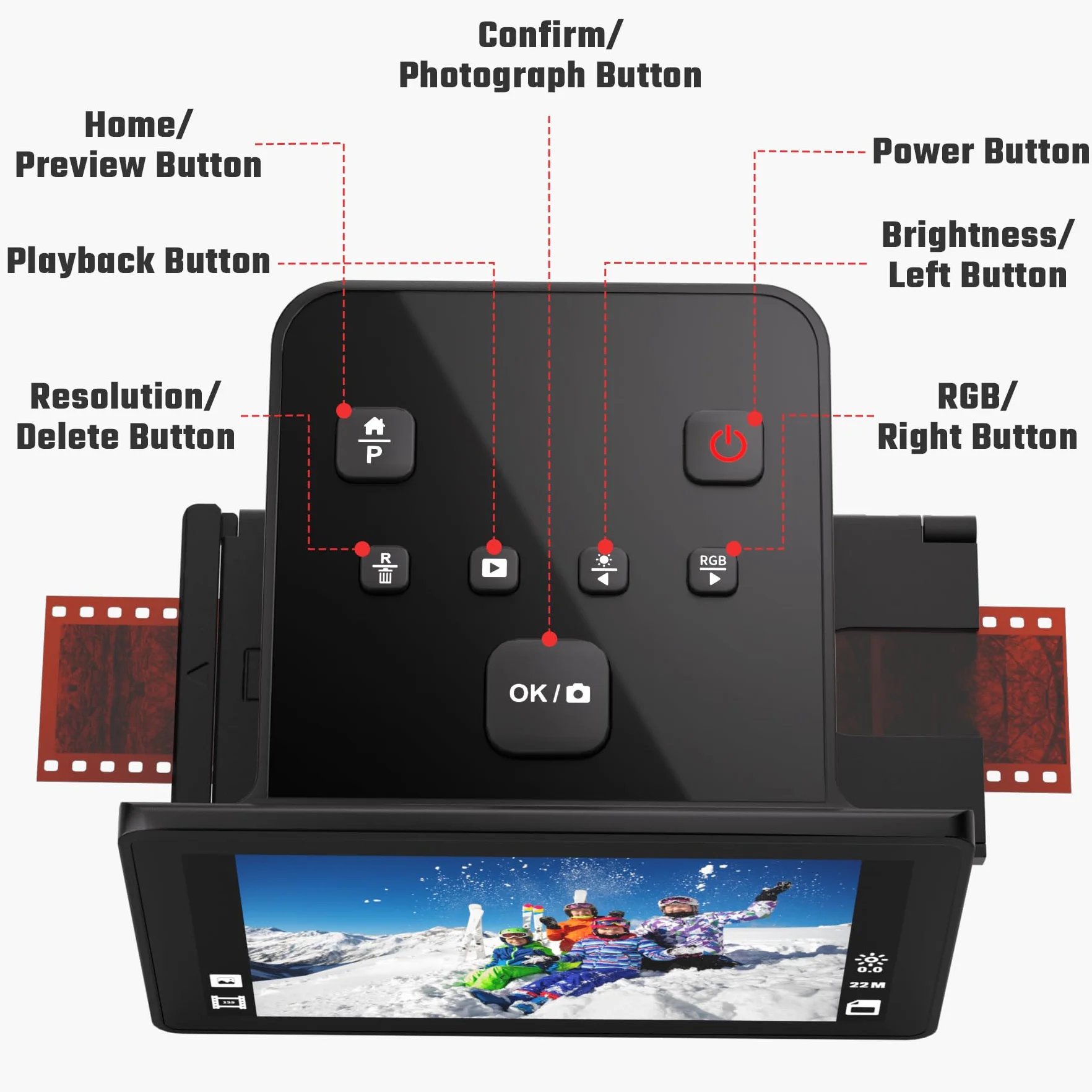 Escáner digital de películas y diapositivas LCD 5 pulgadas 135 126 KPK 110 Super 8