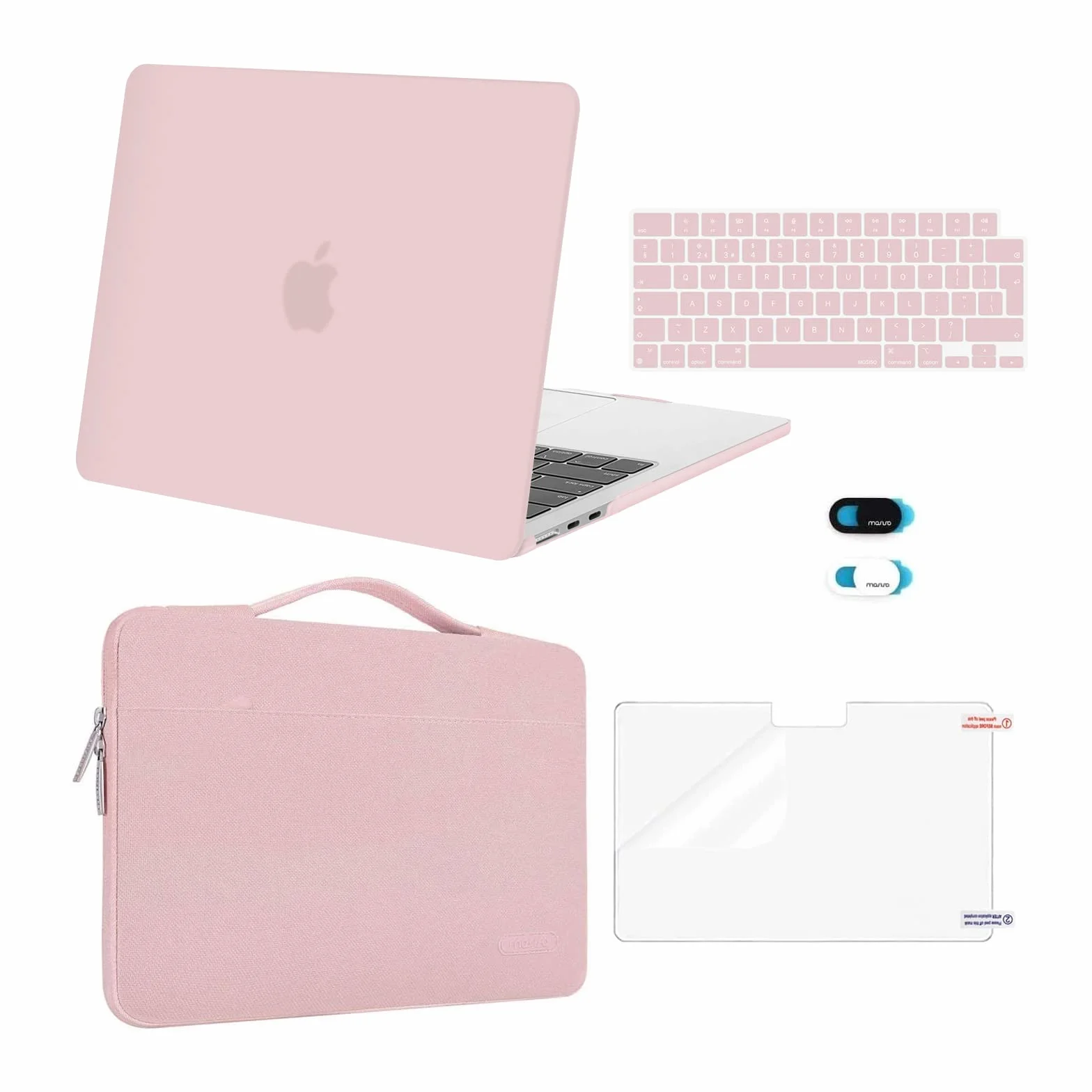 MOSISO Funda Compatible con MacBook Air 13 Pulgadas M5 M4 M3 M2 2026 2025-2022 A3449 A3240 A3113 A2681,Carcasa para MacBook Air 13,6&Bolsa Manga&Tapa Teclado&Webcam&Protector Pantalla,Bebé Rosa