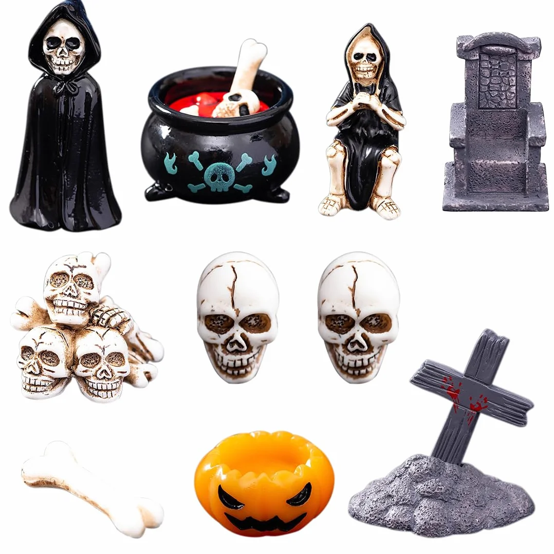 Decoraciones de Halloween, esqueleto fantasma para decoración de escritorio y macetas