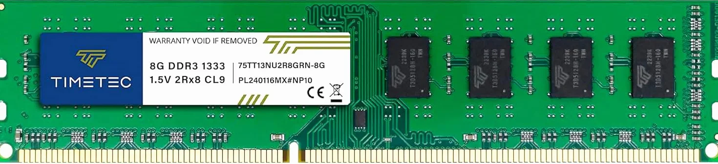 Timetec 8 GB DDR3 1333 MHz PC3-10600 sin ECC sin búfer 1.5 V CL9 2Rx8 Dual Rank 240 Pin UDIMM Módulo RAM de Memoria de computadora Actualización