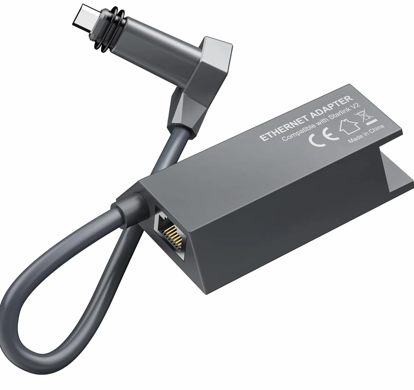 Starlnk - Adaptador Ethernet para Starlk V2, adaptador a RJ45 Gigabit Ethernet de conexión de red rápida y estable para operado Gen 2 Extensor WiFi Hub | Gris