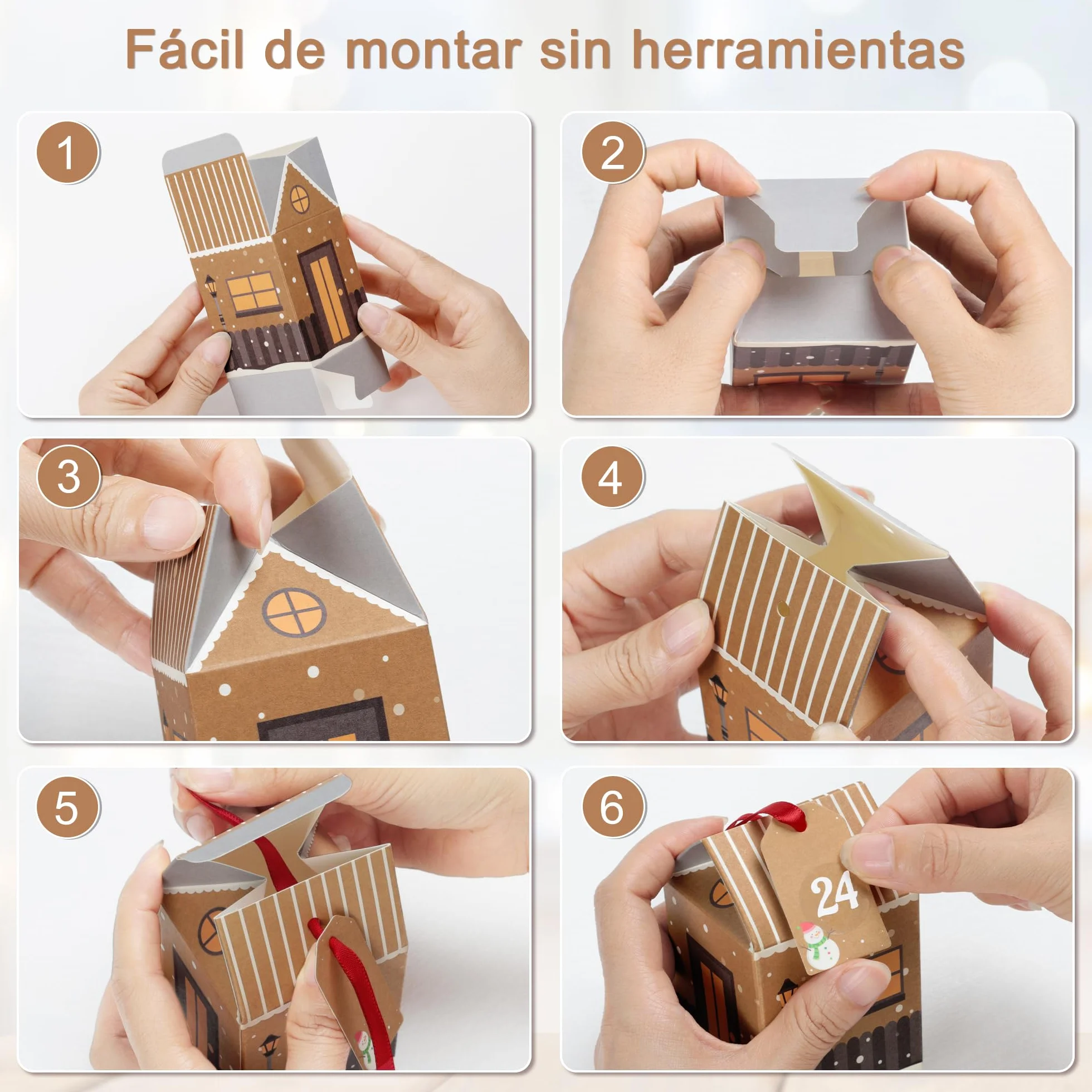 Calendario de Adviento DIY Kit 24 Casas con Pegatinas, Cintas y Etiquetas