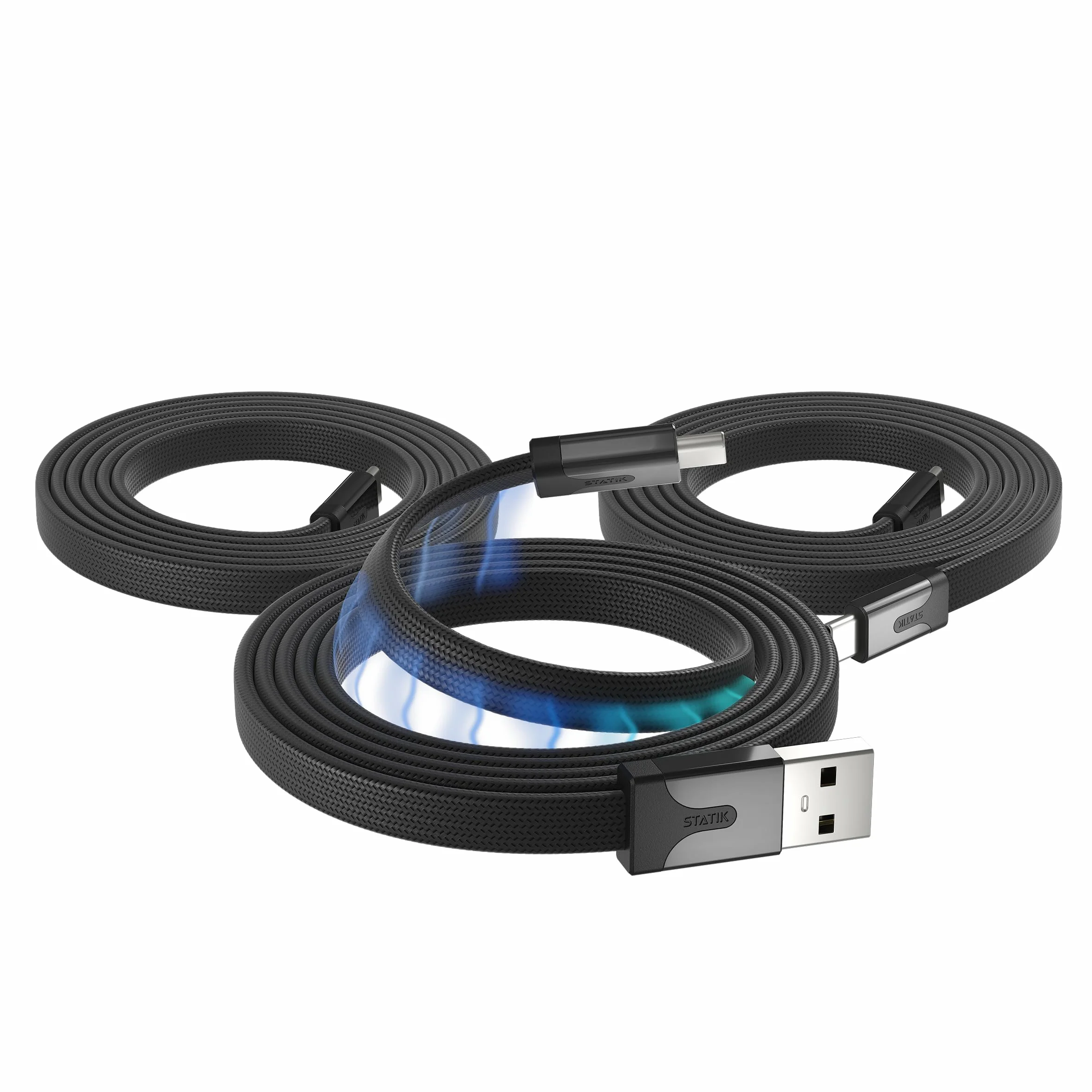 Statik MagStack - Cable USB a USB C, magnético antienredos plano A a tipo C, cable de carga rápida, cable de carga magnético, compatible con iPhone 16 Pro Max, Galaxy S24 Ultra, 27 W 3 pies/1 m