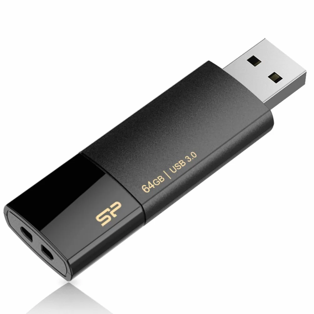 Silicon Power Blaze B05 - Memoria USB 3.0 de 64 GB, retráctil, color negro