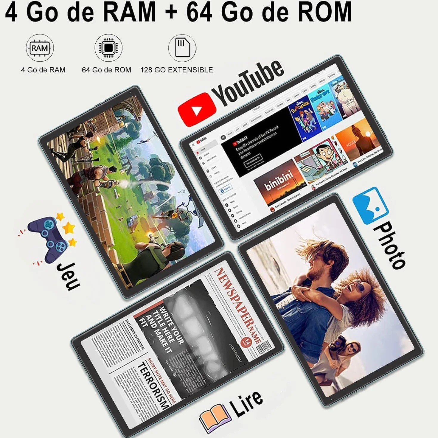 Tablet 10.36 Pulgadas Pantalla 64GB ROM + TF 1TB, Tableta Octa-Core 2.0 GHz / 8000 mAh / 8MP+5MP Macro/ 1340 * 800 Pixels / 5G WiFi/GPS, Tablet Funda Protectora - Azul