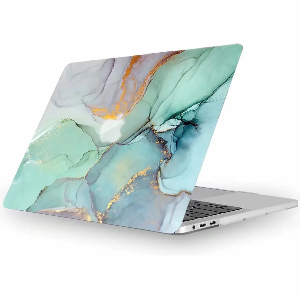 Funda Compatible con MacBook Pro 14 Pulgadas 2021 2022 con M1 Pro / M1 MAX A2442, Fancity Funda Protectora de Goma Suave y Dura para MacBook Pro 14,2" A2442 con Touch ID, Marble Green