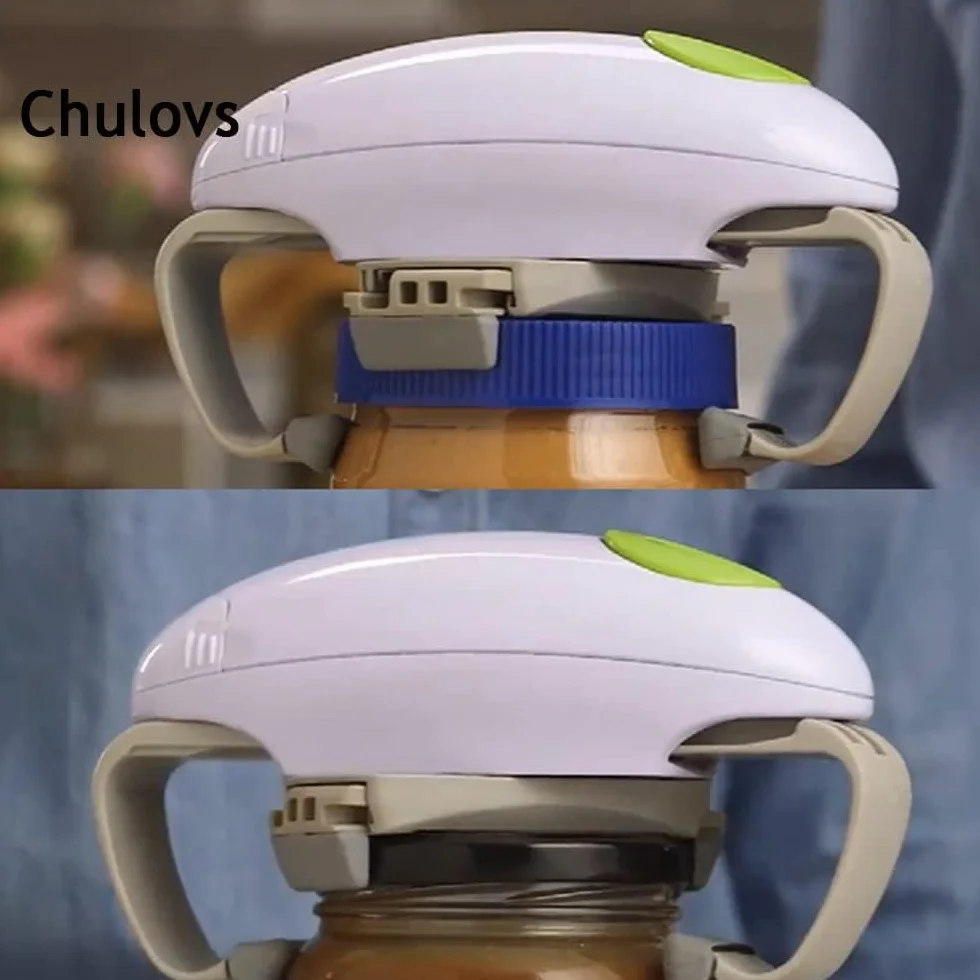 Chulovs Abridor de tarros eléctrico, abrelatas automático, manos libres (blanco)