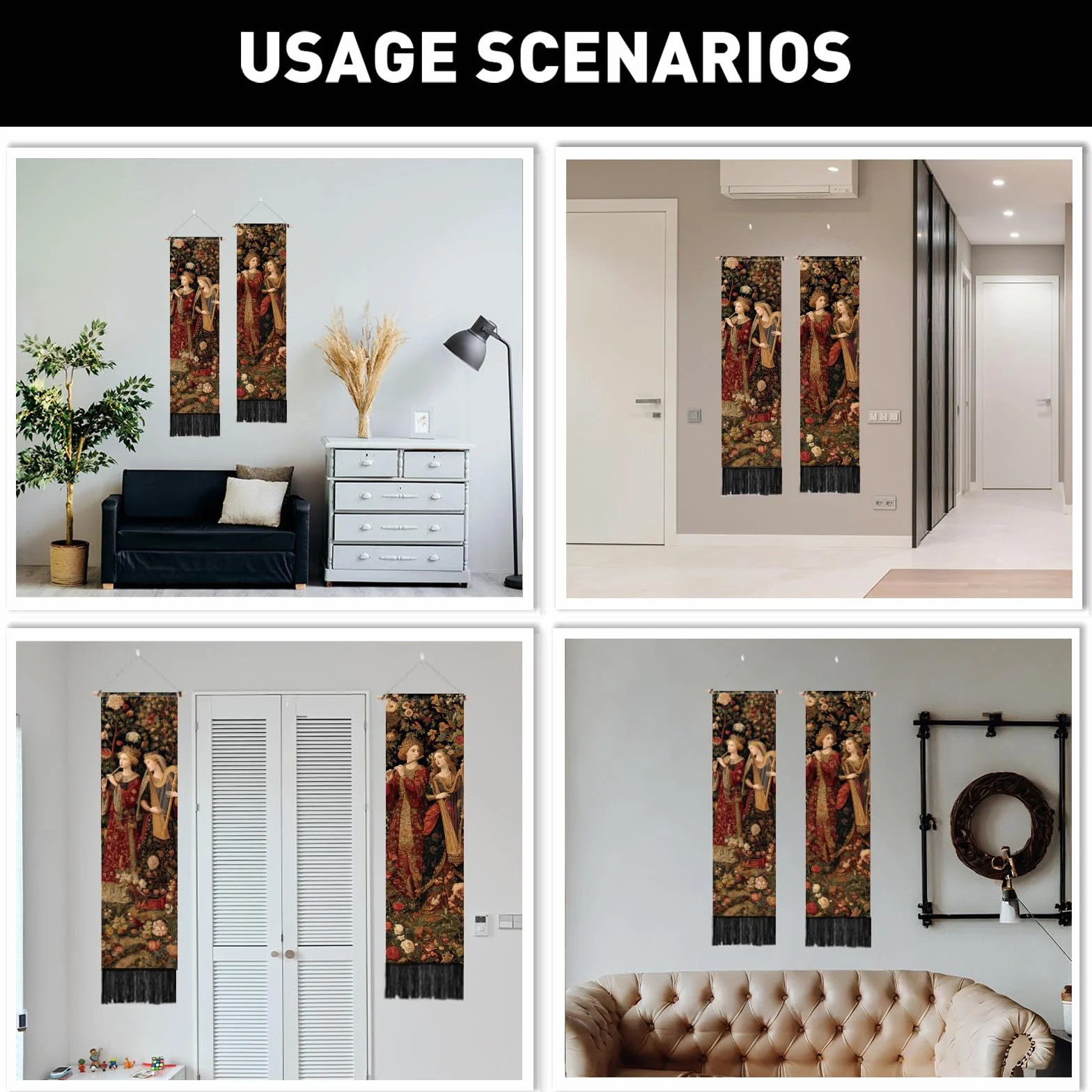 PLIGREAT 2 Paquete Tapiz Medieval con Músicos Retro Colgante de Pared Decorativo Estético para Dormitorio Salón