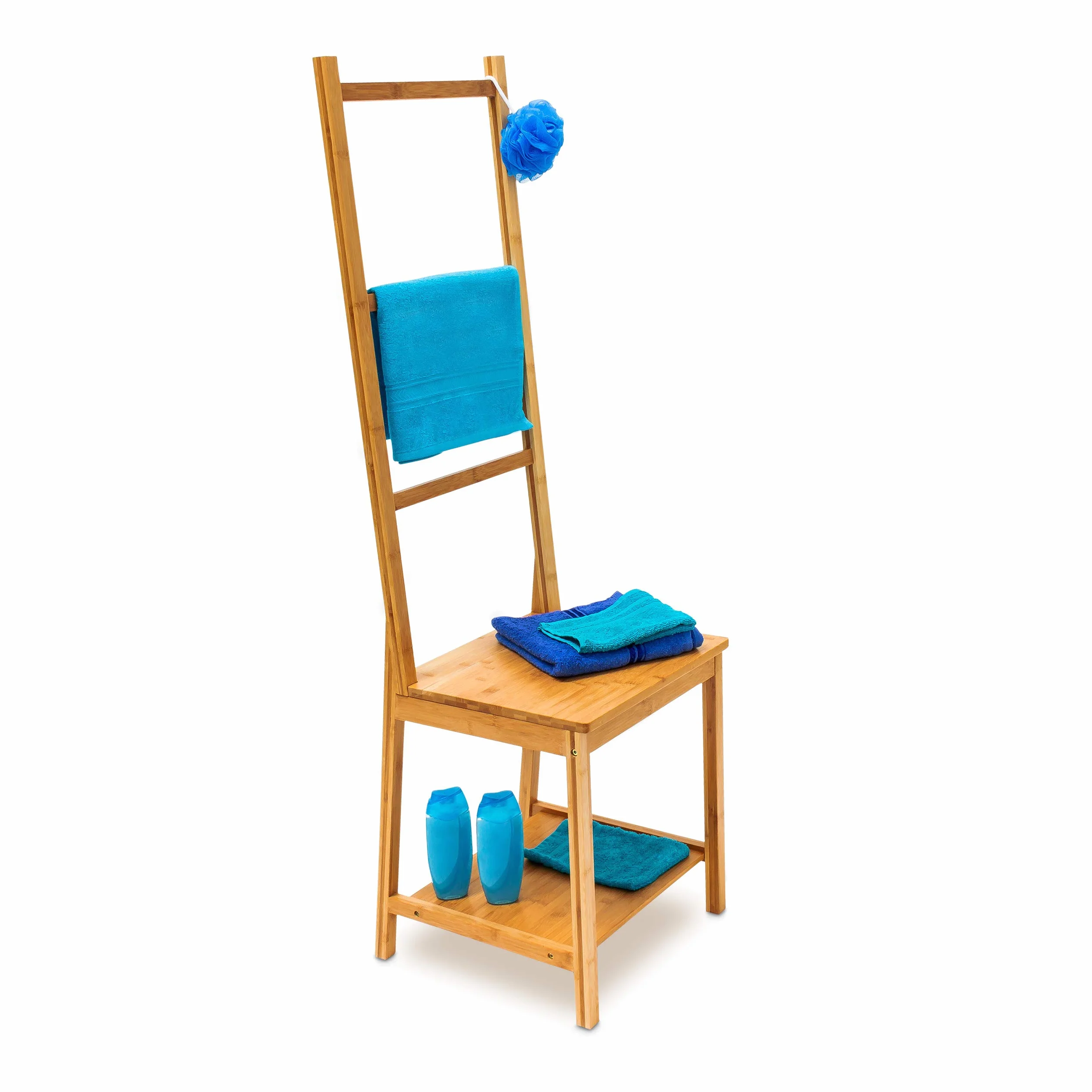 Relaxdays Galán de Noche Bambú Silla Valet Perchero Ropa 133x40x42 cm Marrón