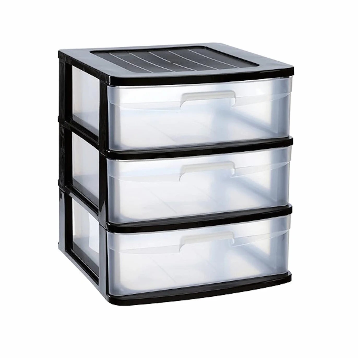 Acan Tradineur Cajonera 3 Cajones Plástico Negro 40 x 39 x 49,5 cm Torre de Almacenaje Organizador Multiusos