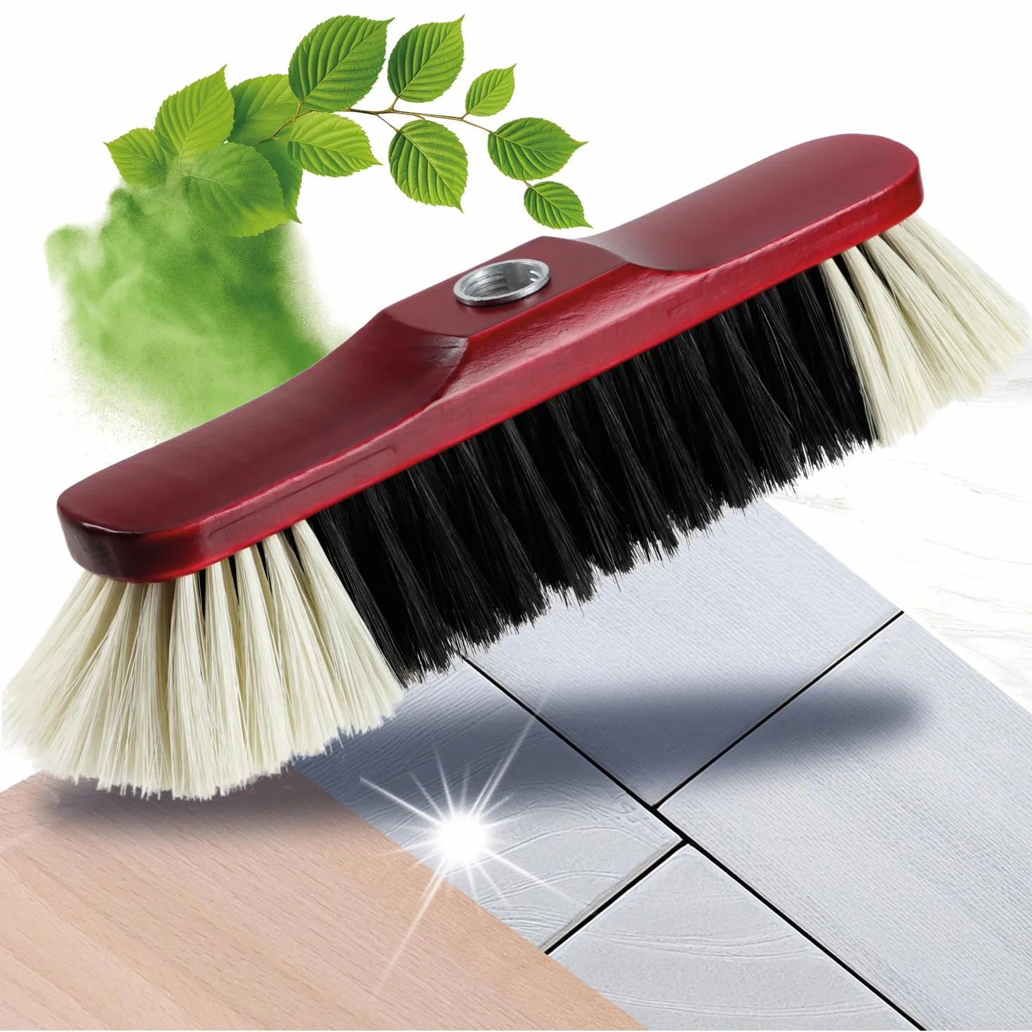 COM-FOUR® Escoba de salón sin Mango con Rosca - Escoba de casa con Mezcla de Crin - Escoba de Crin de Madera de Haya - Aprox. 30 cm (Escoba de habitación - 01 Piezas)