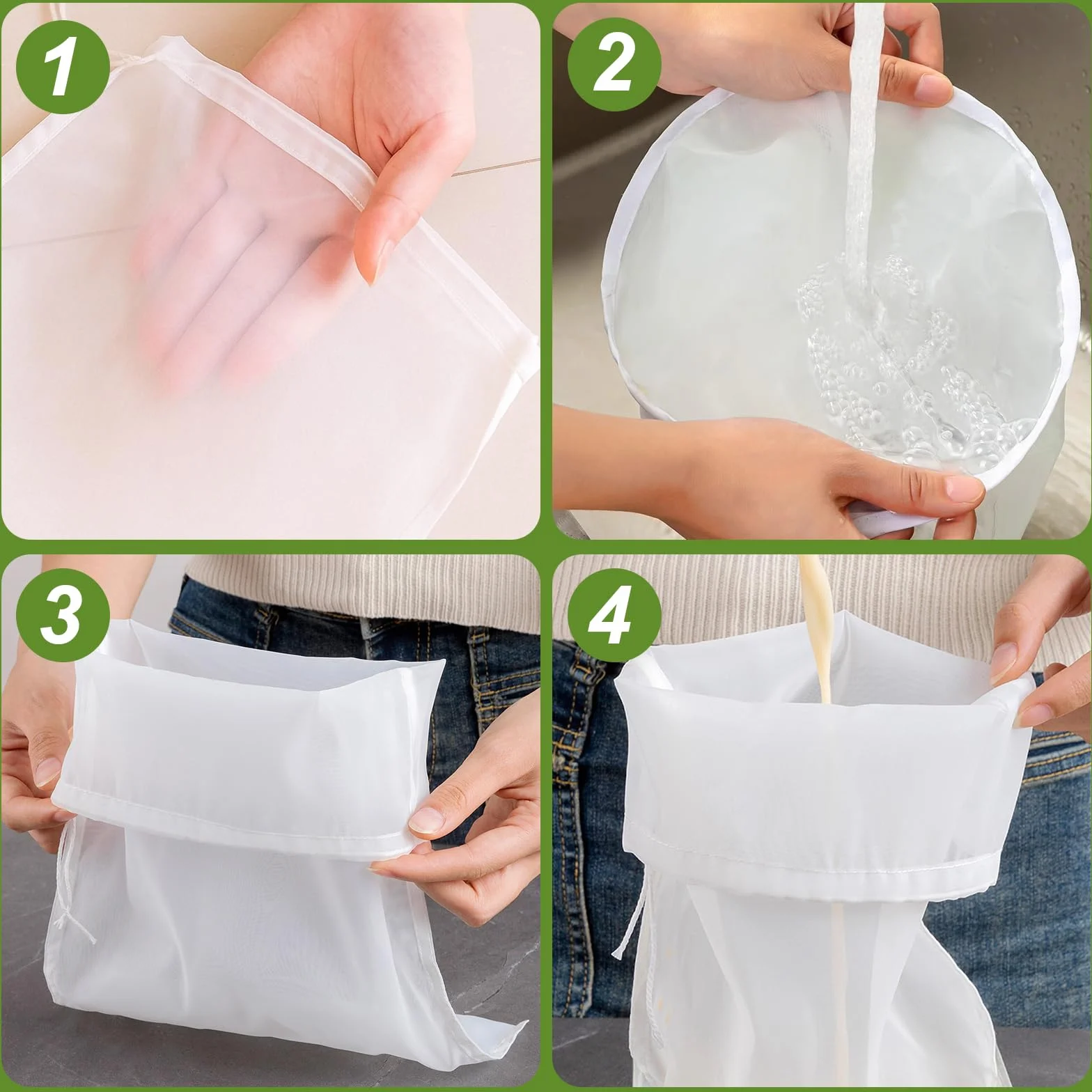 Bolsas de Filtro de Malla Fina 80 Mallas para Leche, Cerveza, Vino, Fruta, Verdura, Mermelada