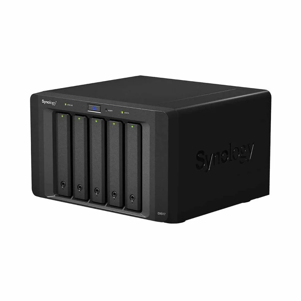 Synology DX517 5000GB Escritorio Negro Unidad de Disco Multiple - Unidad de Disco múltiple (Unidad de Disco Duro, 5 TB, Unidad de Disco Duro, SSD, 50 TB, SATA, 1000 GB)