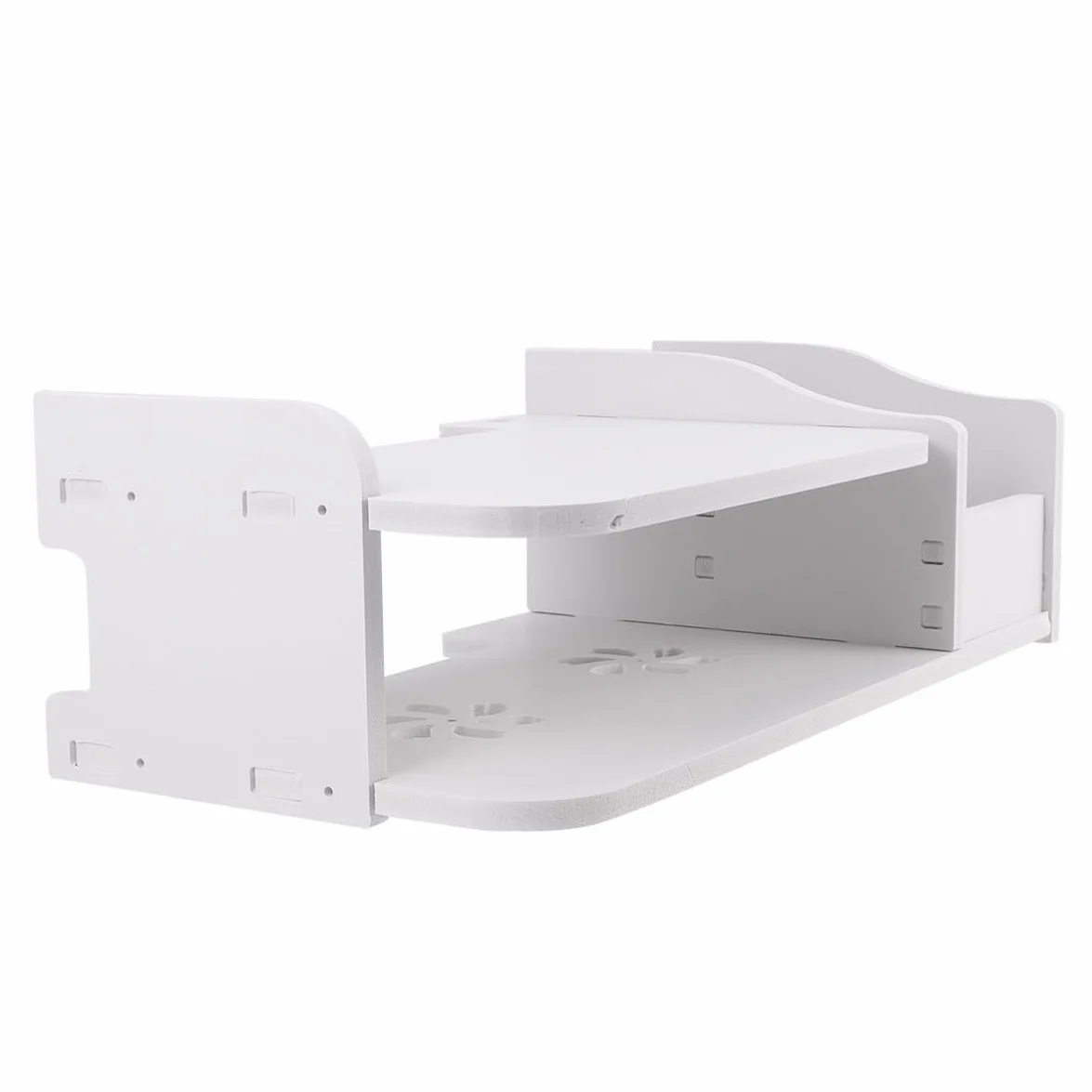 Estante Flotante de Pared Blanco para Caja de Enrutador y Control Remoto Diseño Hueco Inferior, Soporte de Montaje en Pared Adecuado para Sala de Estar u Oficina