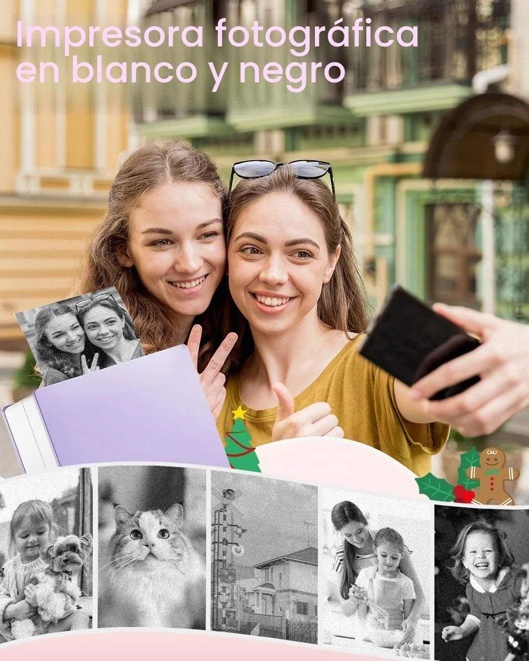 Phomemo M02 Mini Impresora fotográfica portátil, Impresora inalámbrica Bluetooth para Smartphone, pequeña Impresora térmica para teléfonos & tabletas, cumpleaños de Navidad para niños,Morado