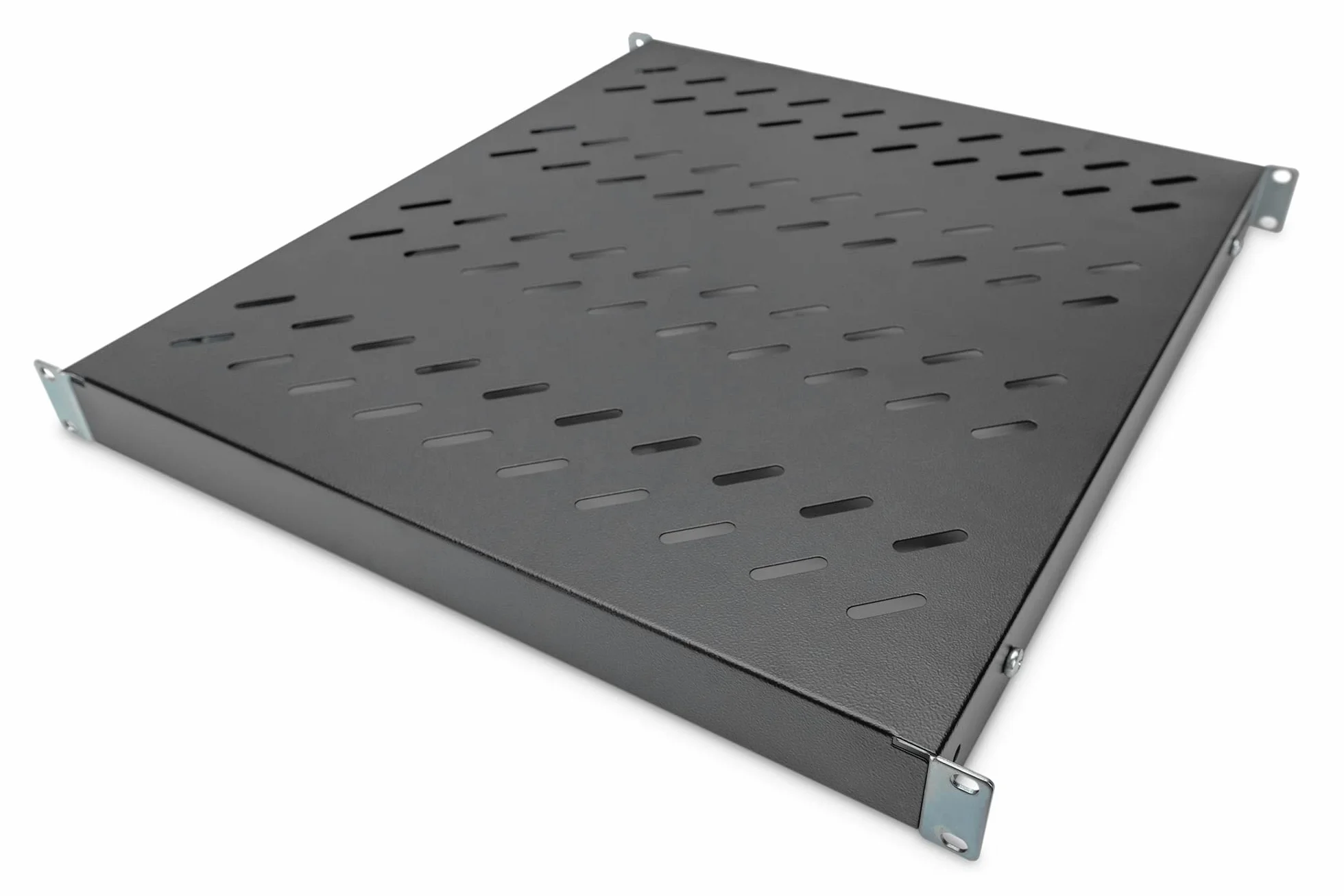 DIGITUS Estante - Profundidad variable - Para instalación fija - 19 pulgadas - 1U - Capacidad de carga 50 kg - Para armarios de red y servidores - A partir de 800 mm de profundidad de armario - Negro