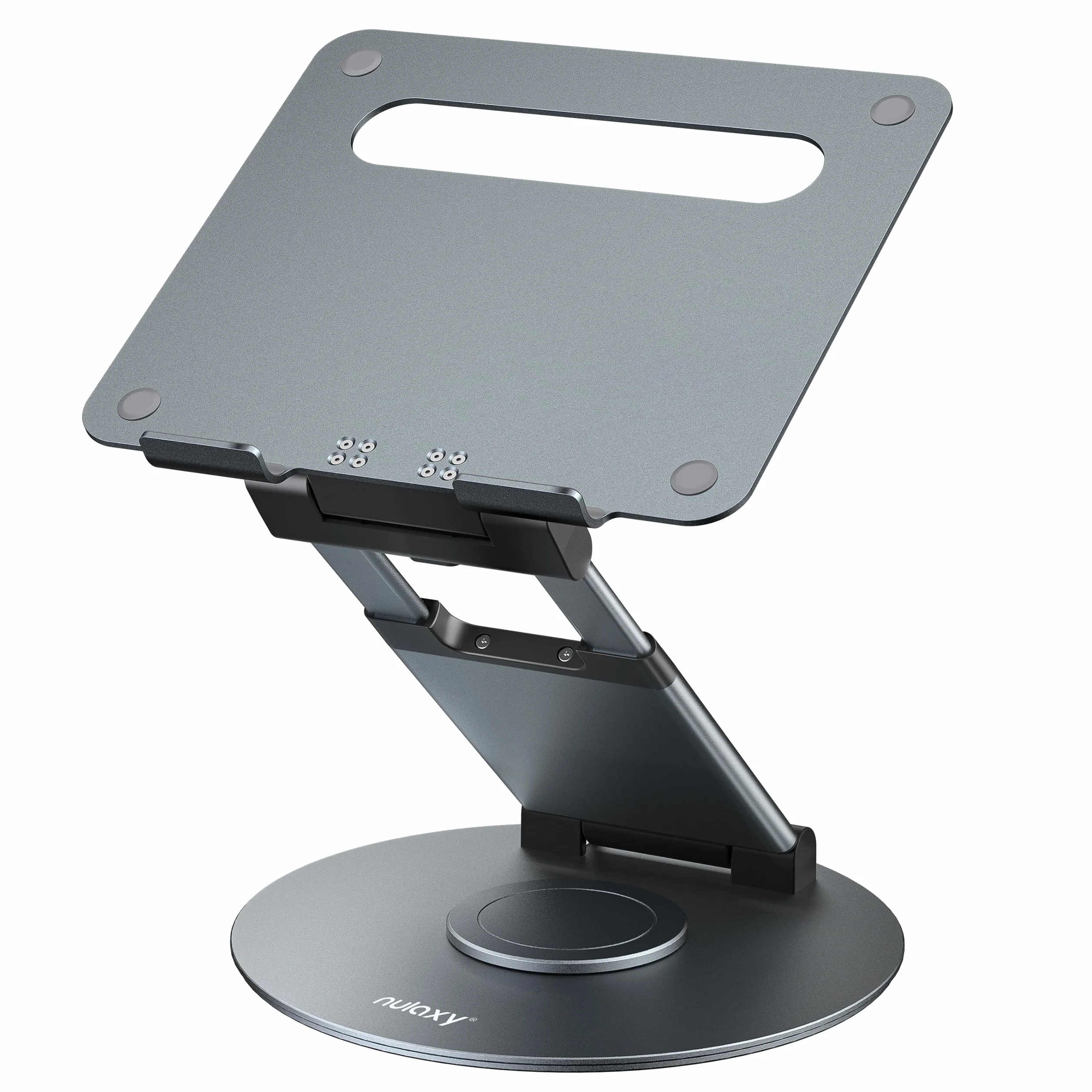 Nulaxy Soporte Portátil Altura Ajustable de hasta 21 Pulgadas, Soporte Ergonómico Ordenador Portátil con Base Giratoria de 360 Grados Laptop Stand Compatible con Todas Las Portátiles de 10-17", Gris