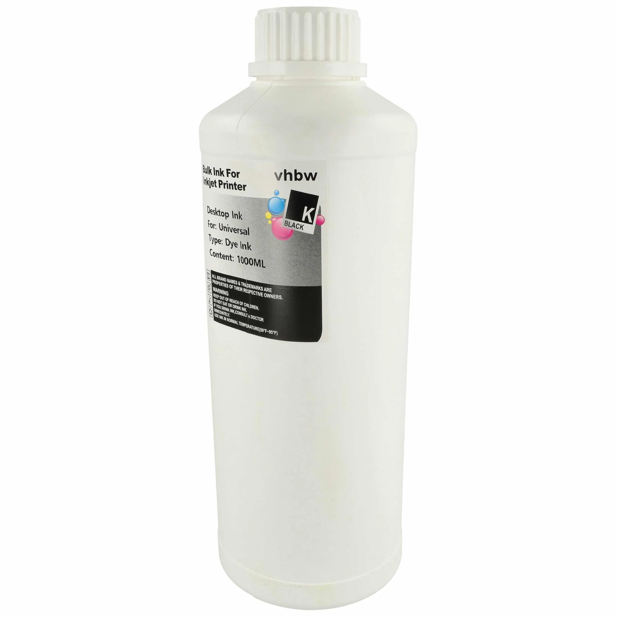 vhbw Tinta de Recarga para Impresora - Tinta de Recarga, Dye Negro, 1000ml