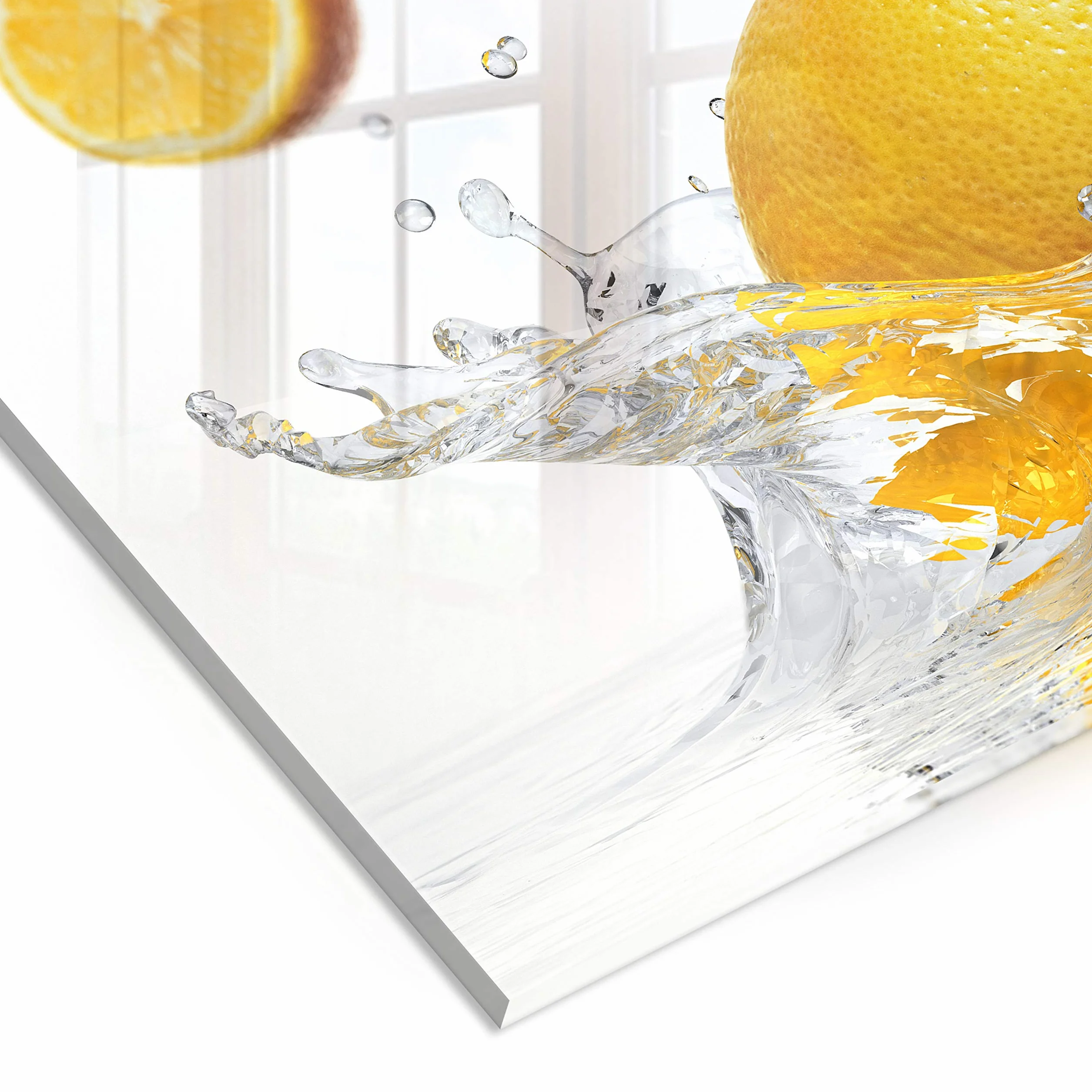 murando Panel de Vidrio para Cocina 80x60 cm Protector Pantalla Antisalpicaduras Decorativo Agua citronnée