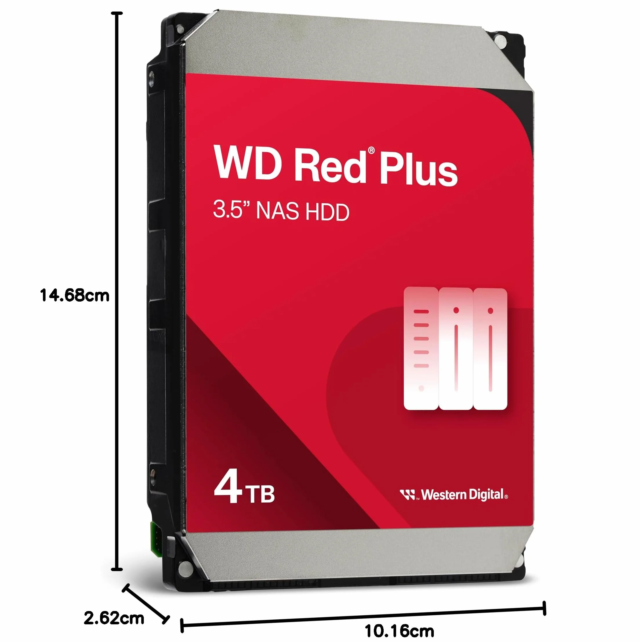 WD Red Plus 4TB NAS Disco Duro Interno 3,5" – 5400 RPM Clase, SATA 6Gb/s, CMR, 128MB Caché