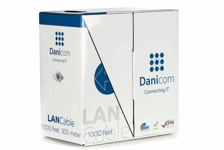 Danicom - Cable rígido (CAT5E U/UTP CCA, 305M, POE, Ethernet, LAN, cable de conexión, cable de datos, RJ45, para gabinete de servidor, interruptores, routers, módems!