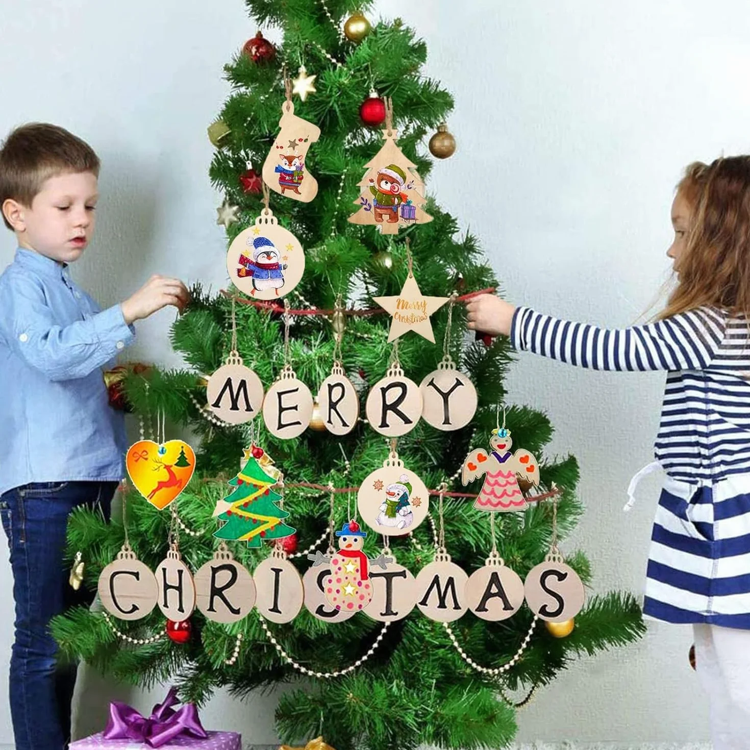 Adornos para árbol de Navidad con agujero 308 piezas copo de nieve colgantes NEMMXUB