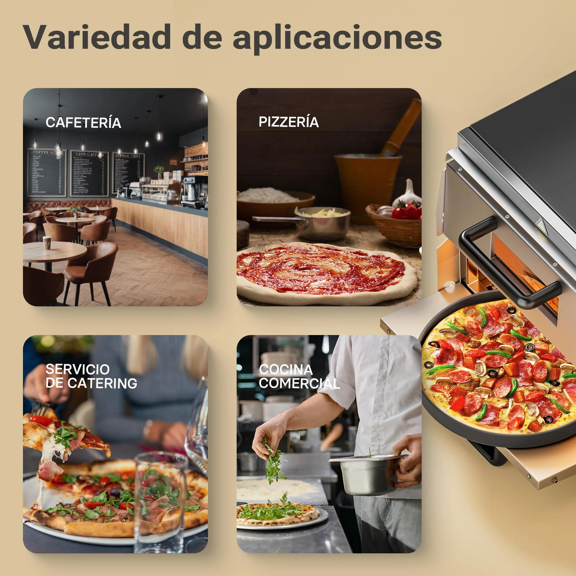 Horno para pizzas 3000W acero inoxidable piedra de cordierita 2 niveles