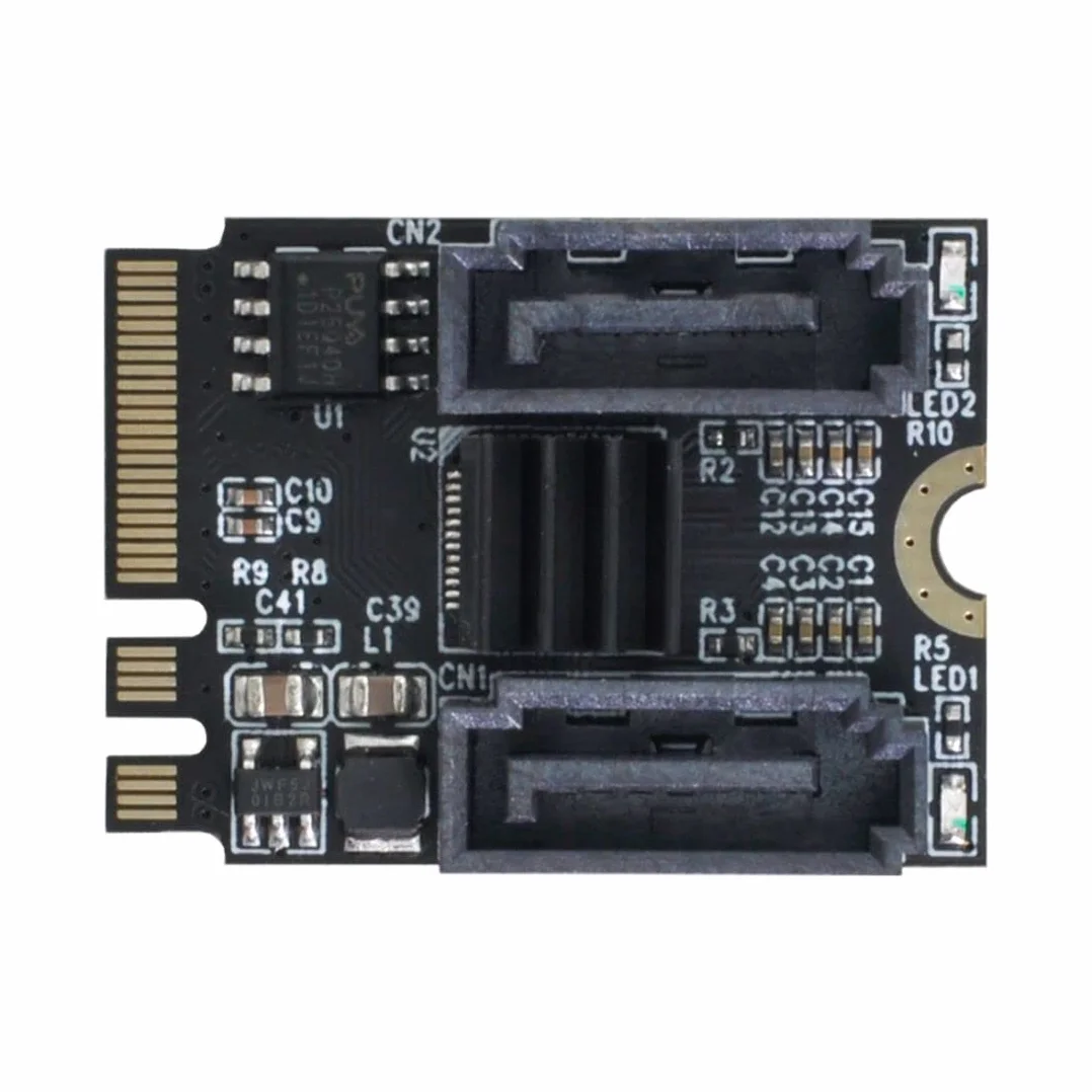 ChenYang Adaptador de tarjeta de extensión PCIE 3.0 M.2 (llave A+E) a 2 SATA 3.0 para tarjeta madre SATA de extensión de puerto de disco duro