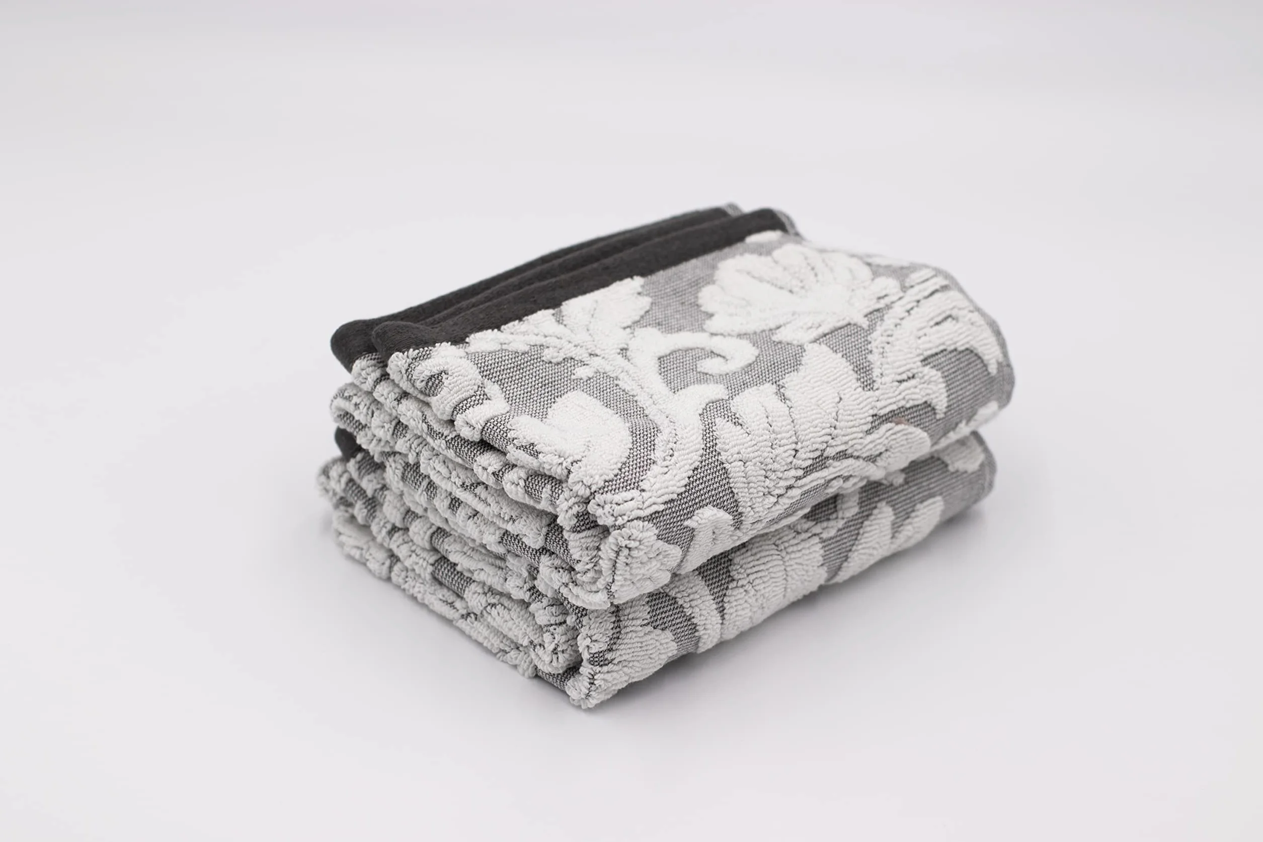 Lex's Linens Paquete de 2 toallas de invitados jacquard floral (gris)