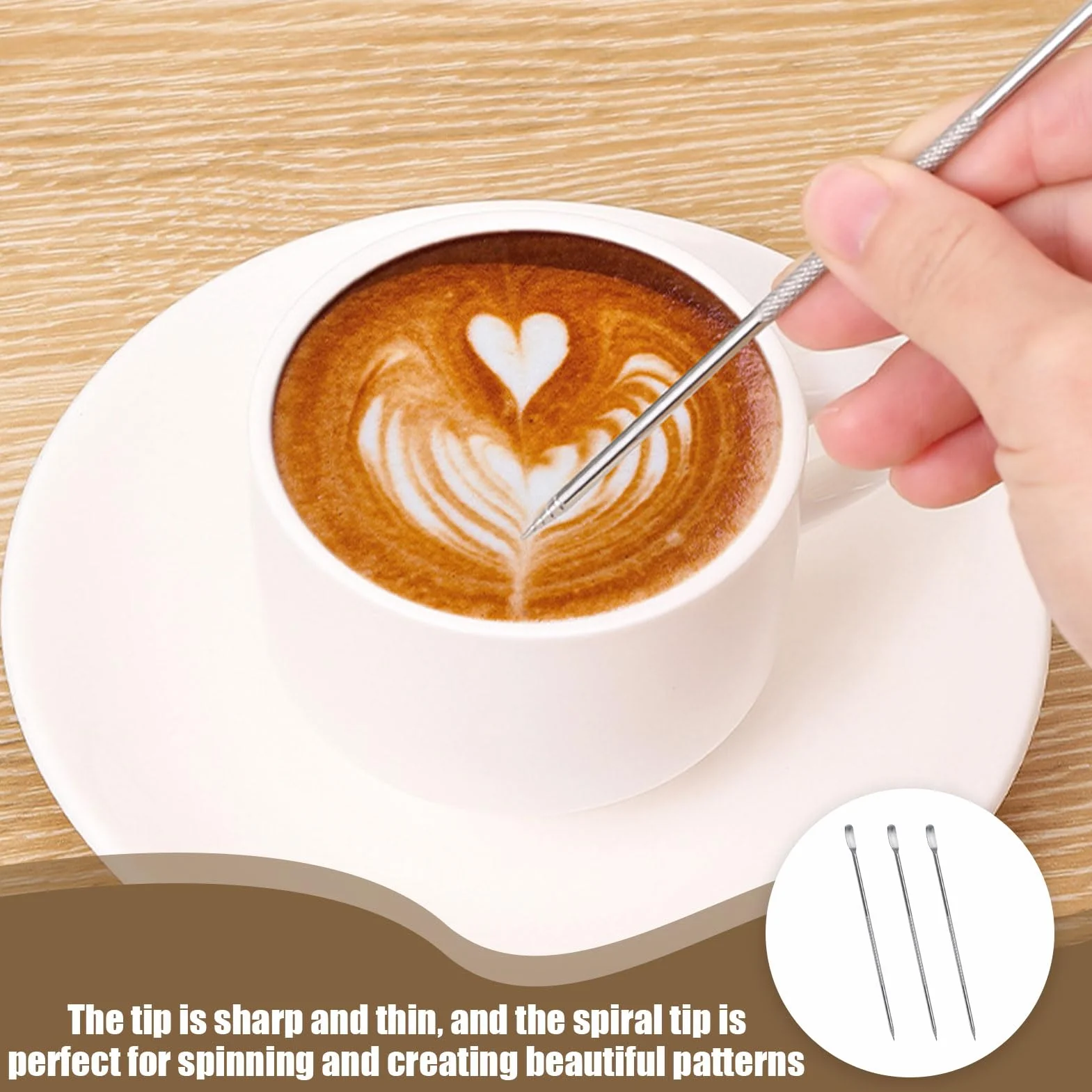 Latte Pen Art Café Spice Pen de acero inoxidable Coffee Fancy Stitch, bolígrafo para decorar capuchino