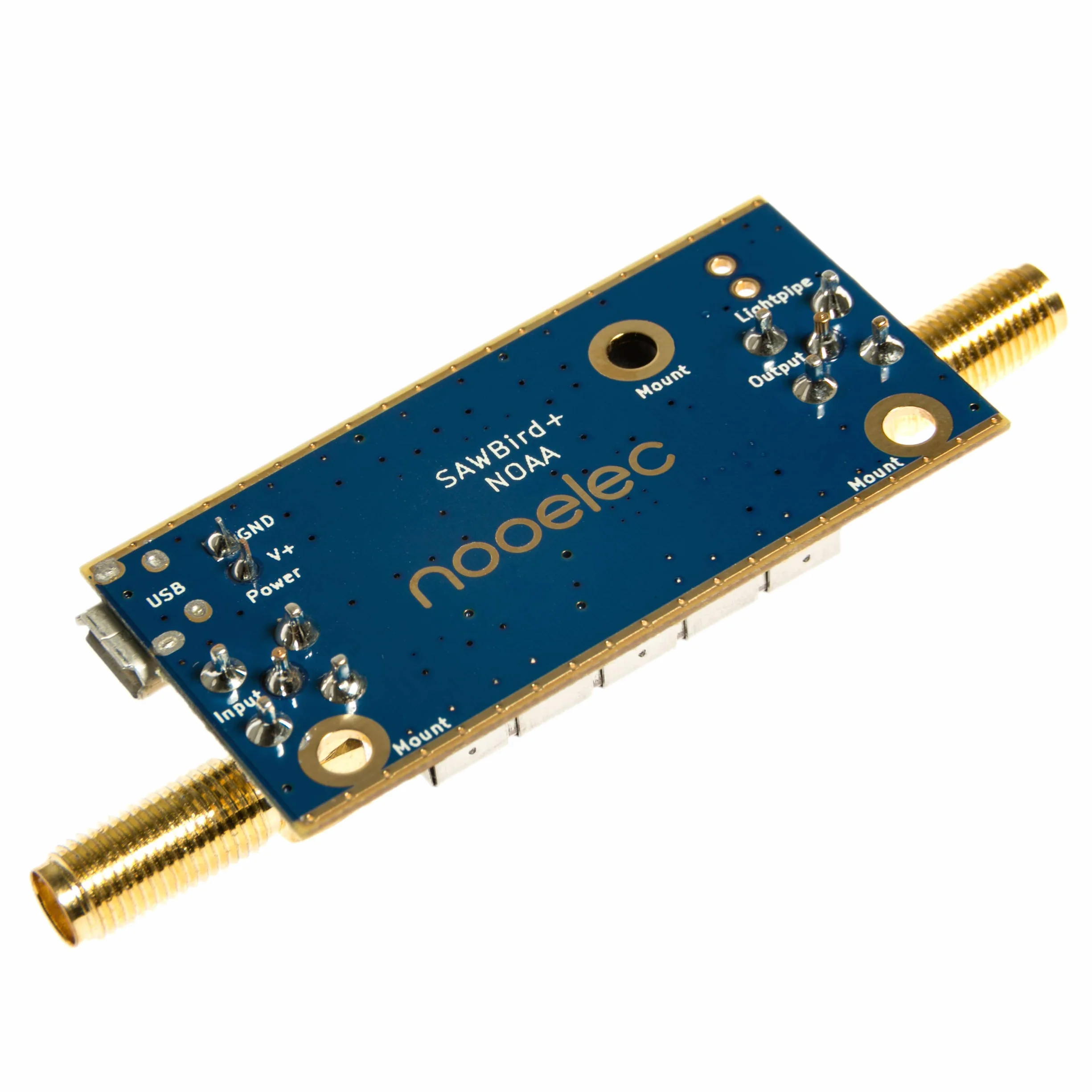 NooElec SAWbird+ NOAA - Módulo LNA de Ruido Ultrabajo en Cascada y Filtro Saw Premium para Aplicaciones NOAA. 137MHz de Frecuencia Central