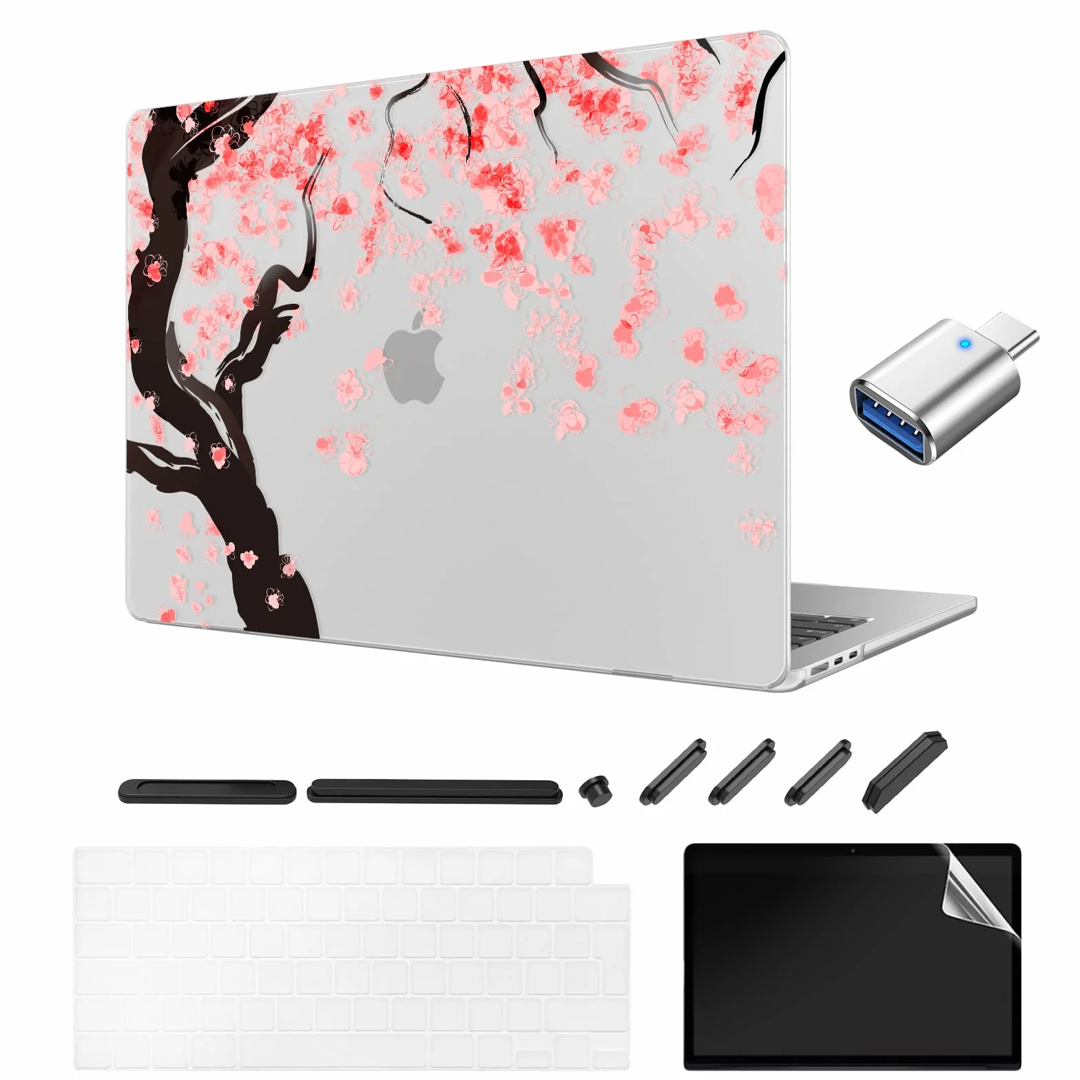 Funda Compatible con MacBook Air de 13.6 Pulgadas, Modelo de versión 2025-2022, Chip A3240 M4 A3113 M3 A2681 M2, Funda rígida con patrón Impreso para MacBook Air 13.6, Flores de Cerezo A9