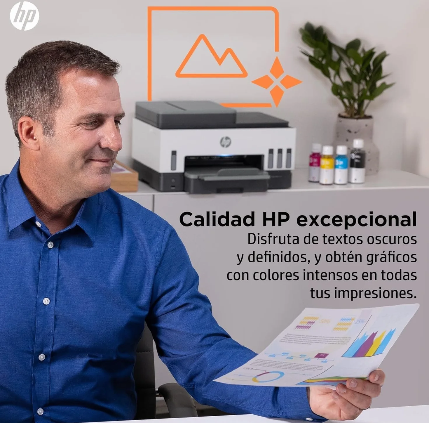 HP Smart Tank 7605 28C02A - Impresora A4 Multifunción con Deposito de Tinta Recargable, Impresión a Color, Escaner, Copiadora, Fax, Wi-Fi, Smart App, Blanco y Negro