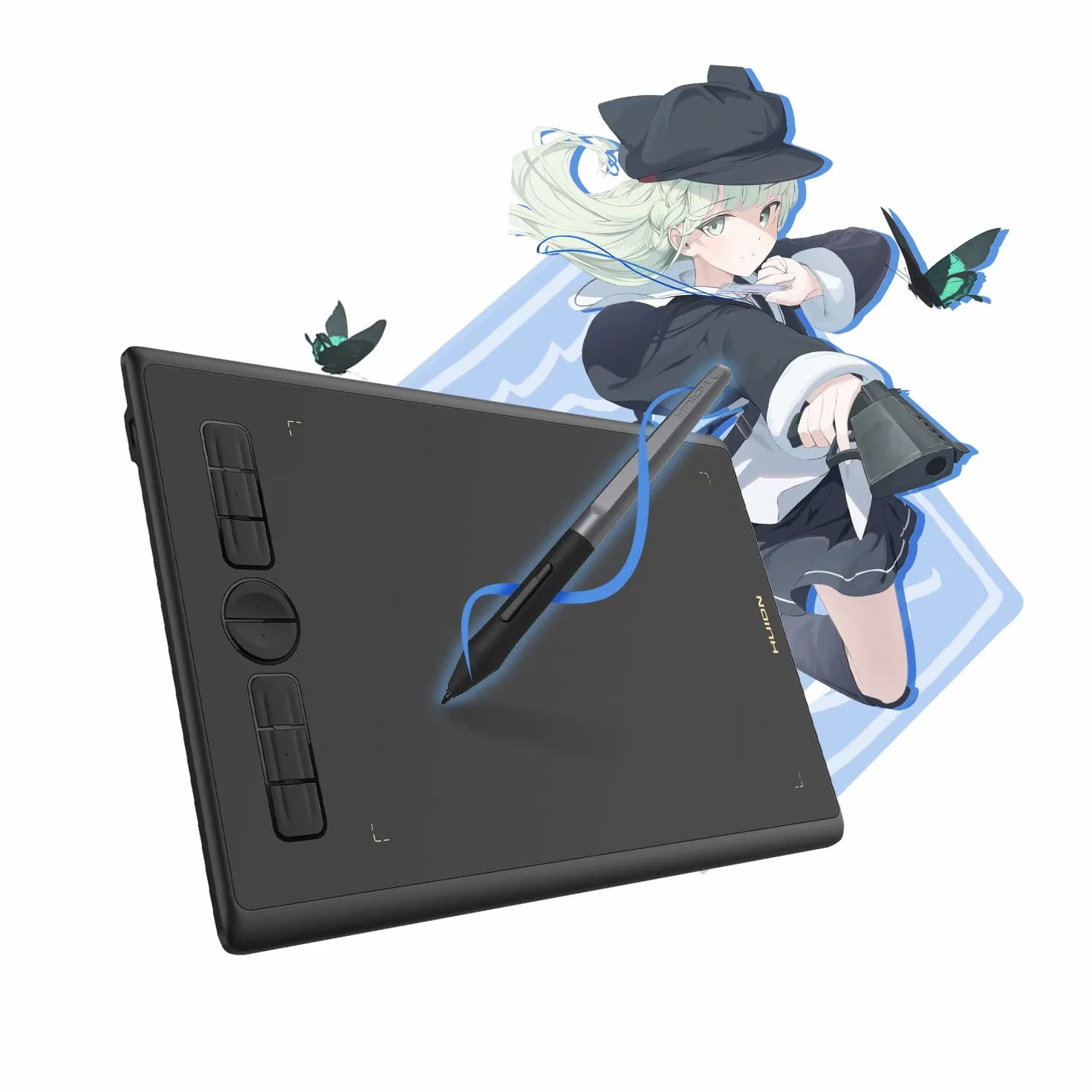 HUION Inspiroy H580X Tableta Gráfica, Tableta de Dibujo de Gráficos Digitales de 8x5 Pulgadas, Compatible con Android, 8 Teclas Express, Ideal para Pintar, Educación Remota y Oficina