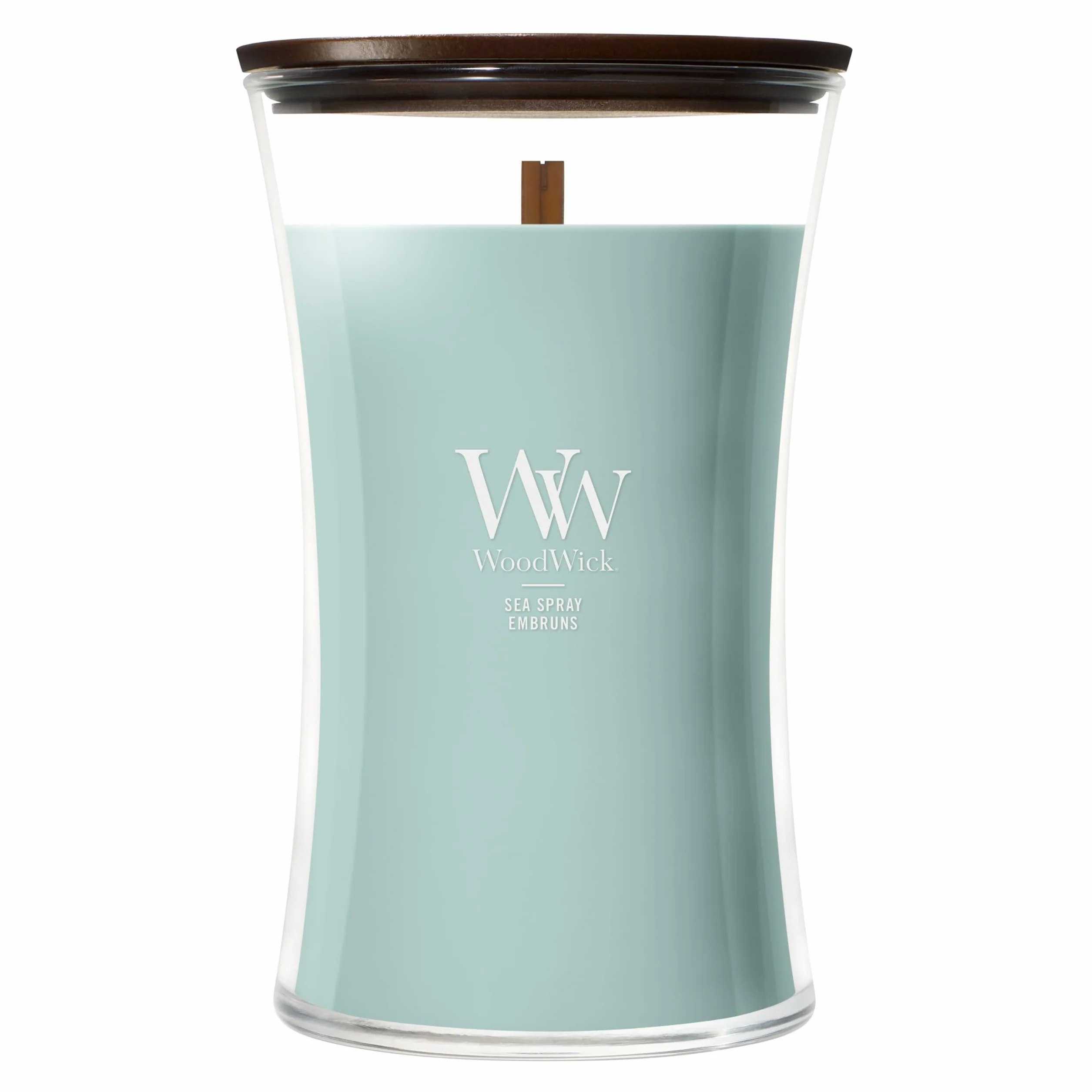 WoodWick Vela perfumada | Vela grande en forma de reloj de arena | Marine Drift | Regalos perfectos para mujeres