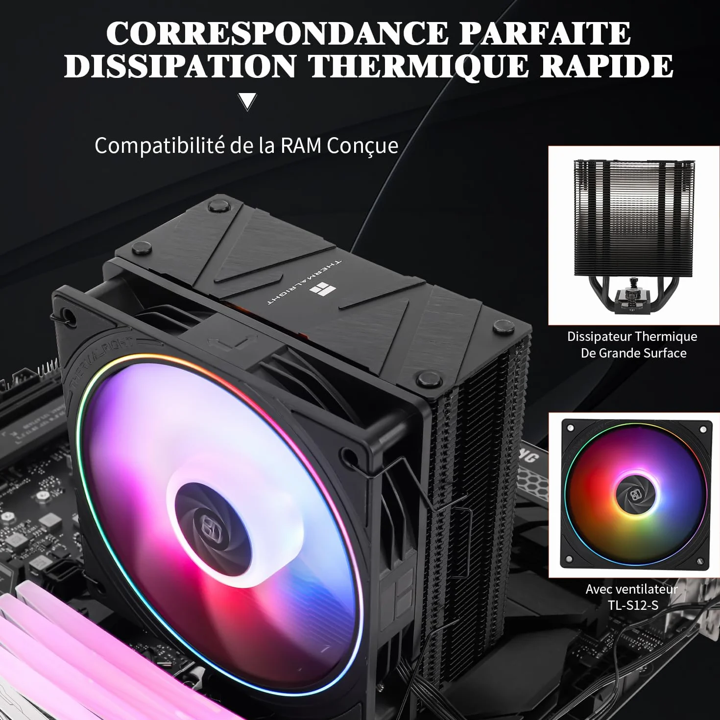 TR Assassin Spirit 120 EVO Negro Enfriador de CPU, Fan ARGB 120mm PWM Quiet, Tecnología AGHP 4, Soporte Intel LGA1700/1150/1151/1200 AMD AM4/AM5
