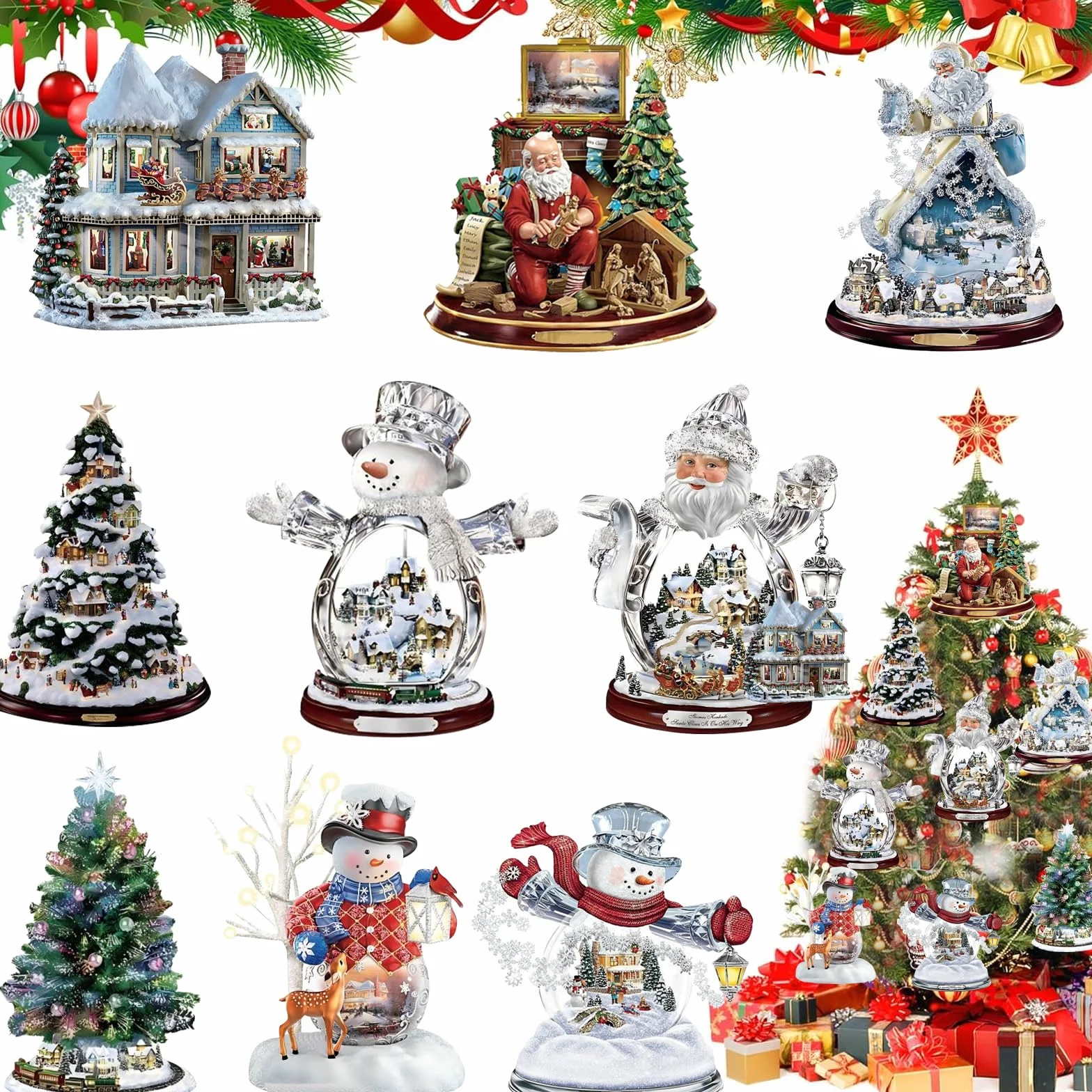 Adornos de Navidad 9 piezas Papá Noel muñeco de nieve reno colgantes para árbol