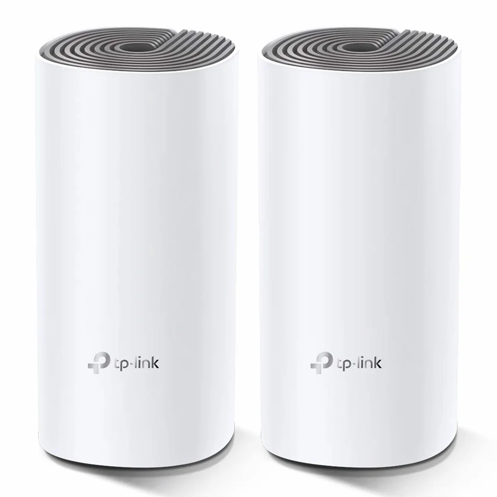 TP-Link Deco E4 (2-Pack) -AC1200 Repetidor Mesh Wi-Fi Inteligente, Doble Banda hasta 260 m², 2xPuertos 100/10 Mbps, MU-MIMO, hasta 100 Dispositivos, Adecuado para Xiaomi Mi Box, Color Blanco