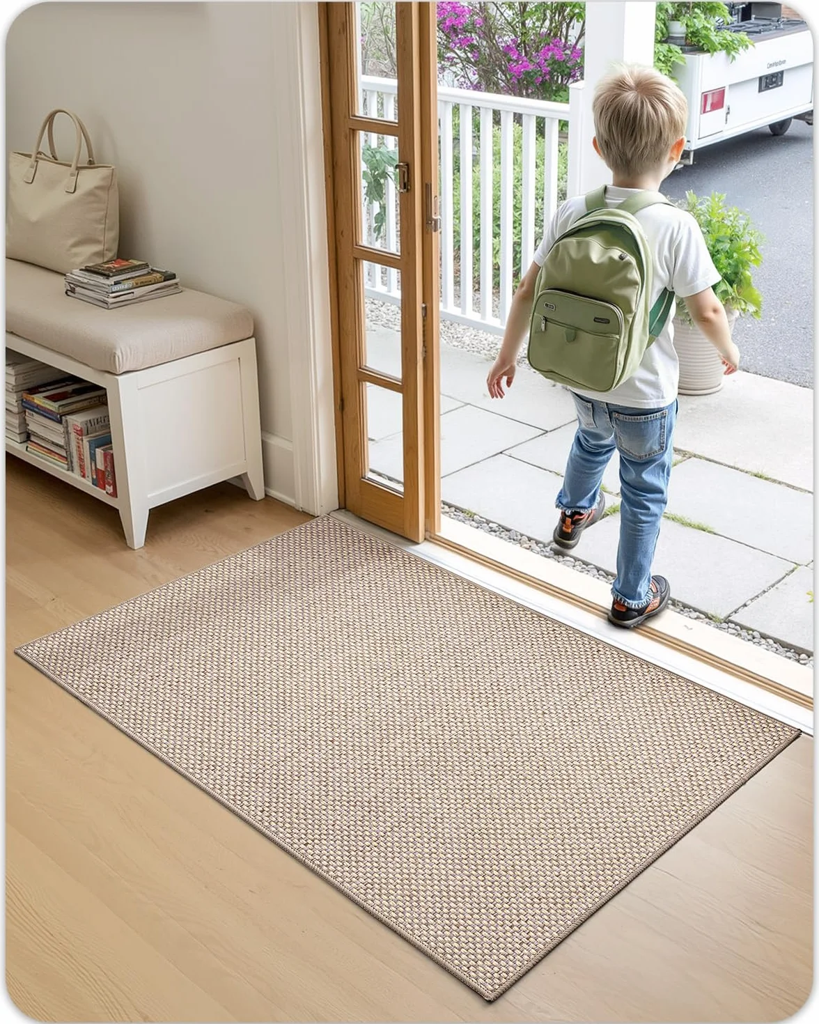 Color&Geometry Delgada Alfombra de Puerta Interior 43x75cm Antideslizante Lavable para Entrada Beige