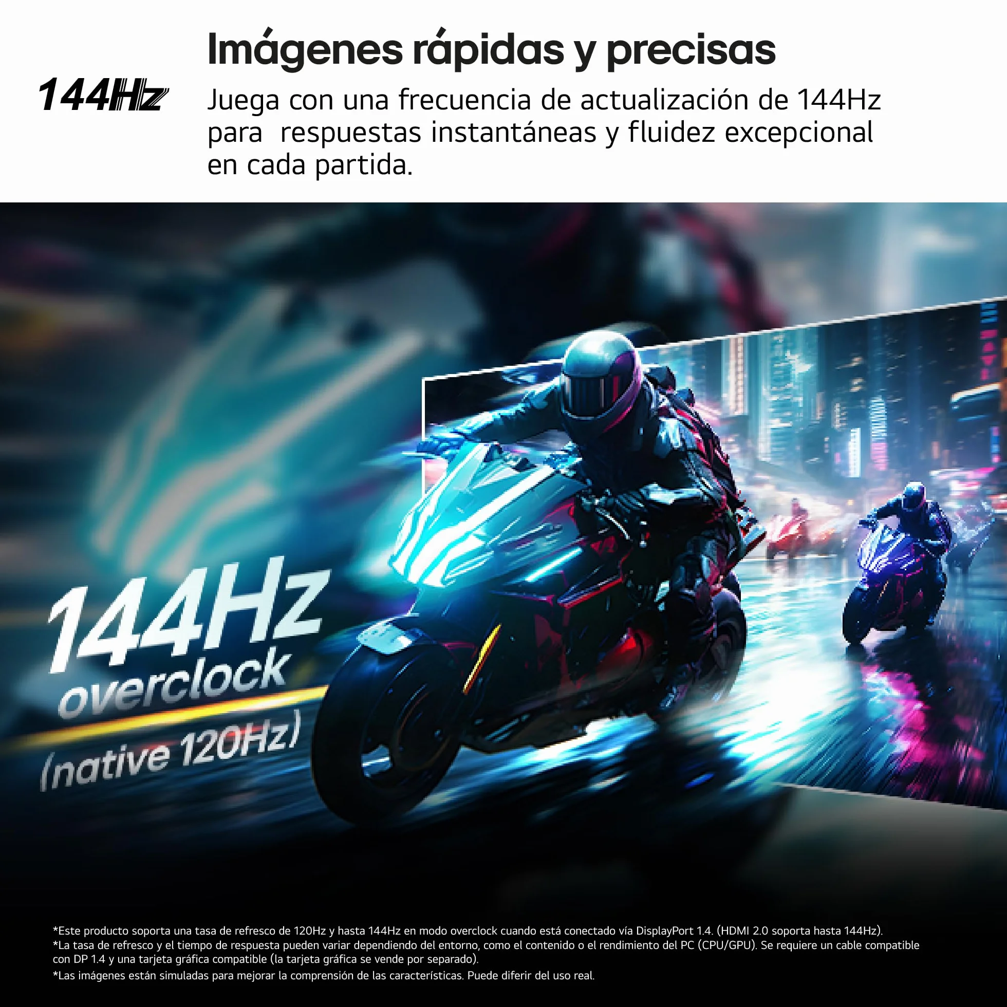 LG 24G411A-B Monitor Gaming Ultragear 23,8" IPS Full HD 144Hz 1ms G-Sync FreeSync HDR10 Pivotable Altura Ajustable Negro