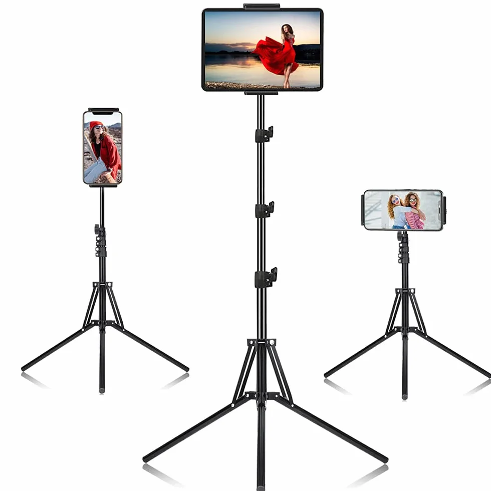 SAMHOUSING Trípode para Tablet y Smartphone de 4,5 a 13 Pulgadas, Altura Ajustable hasta 65 Pulgadas, Soporte para iPad Pro, iPhone y más