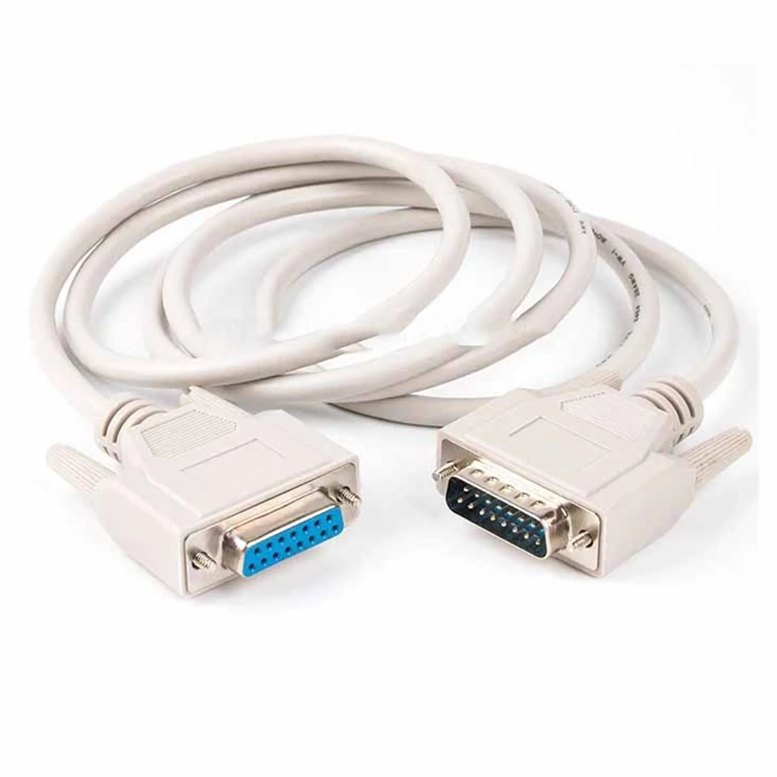 Cable de extensión paralelo DB15 macho a hembra, 15 pines, 2 filas, color beige negro, opcional, 1,5 m(3.0M,Beige)