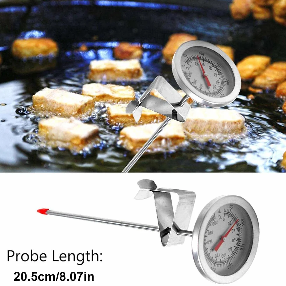 Termómetro de Aceite para Freír de Acero Inoxidable, Sonda de 20 cm para Freidora