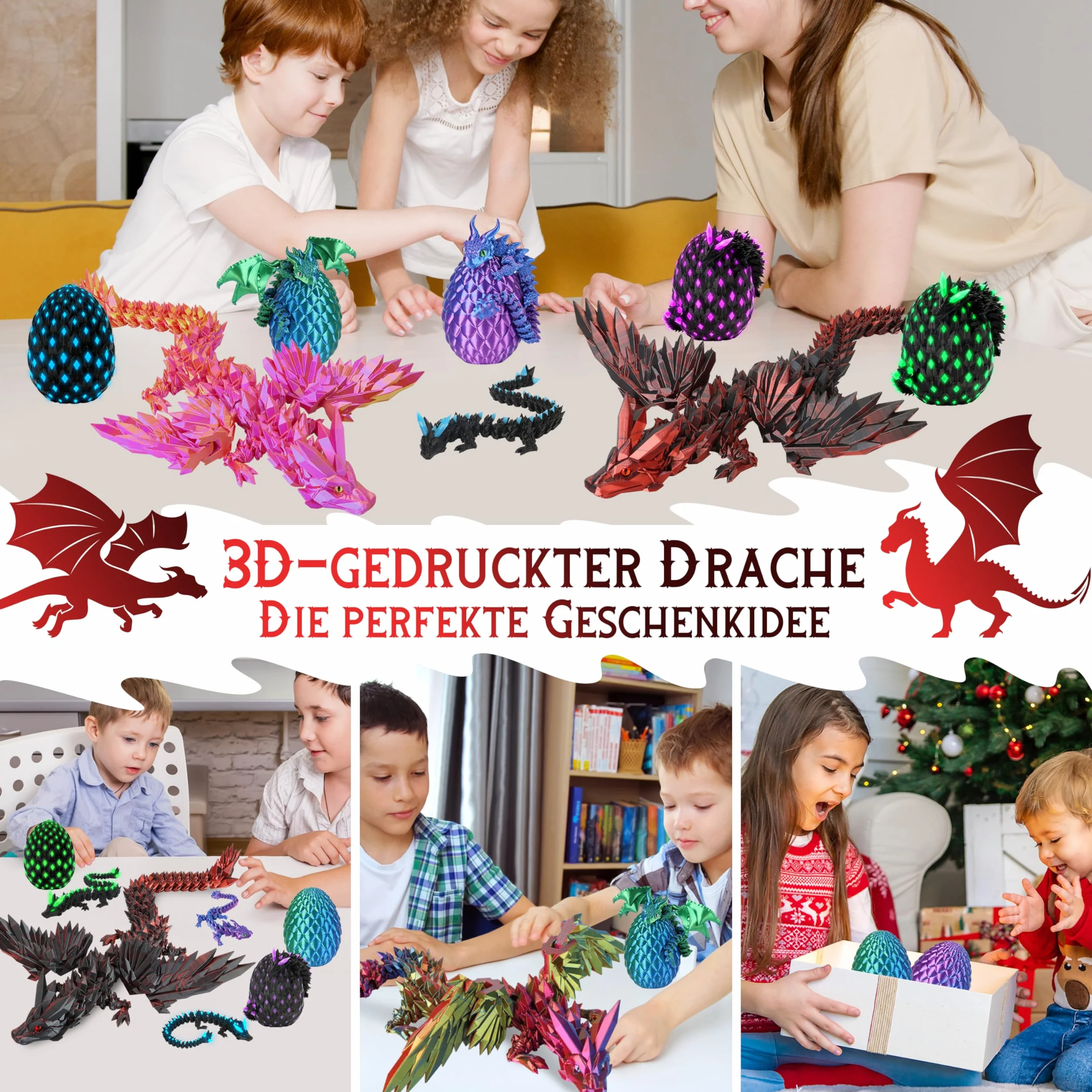 Dragón Impreso en 3D 60cm Articulado Alado, Decoración del Hogar, Juguete de Escritorio