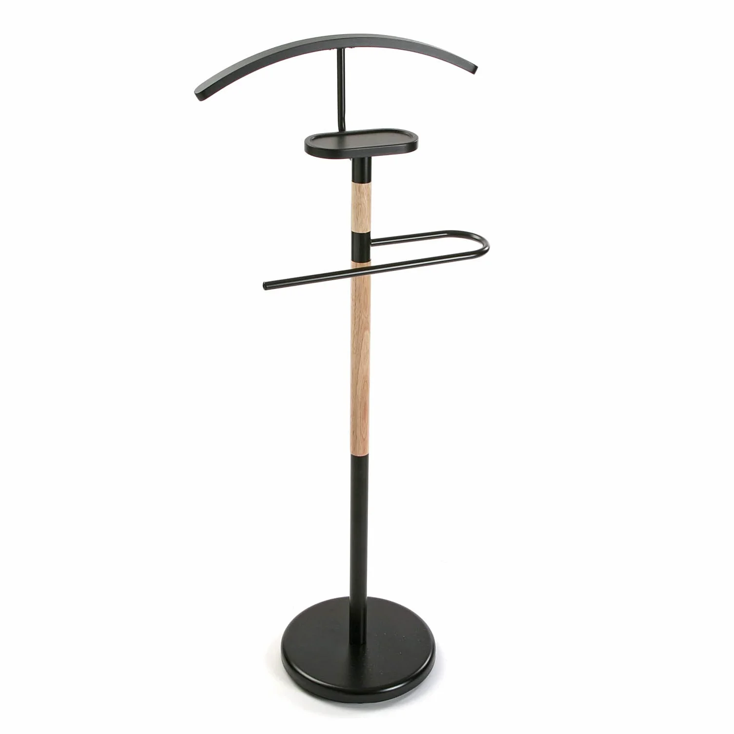 Versa Holstebro Galán de Noche Moderno 2 Perchas Metal y Madera Negro 112x28,8x46,5 cm